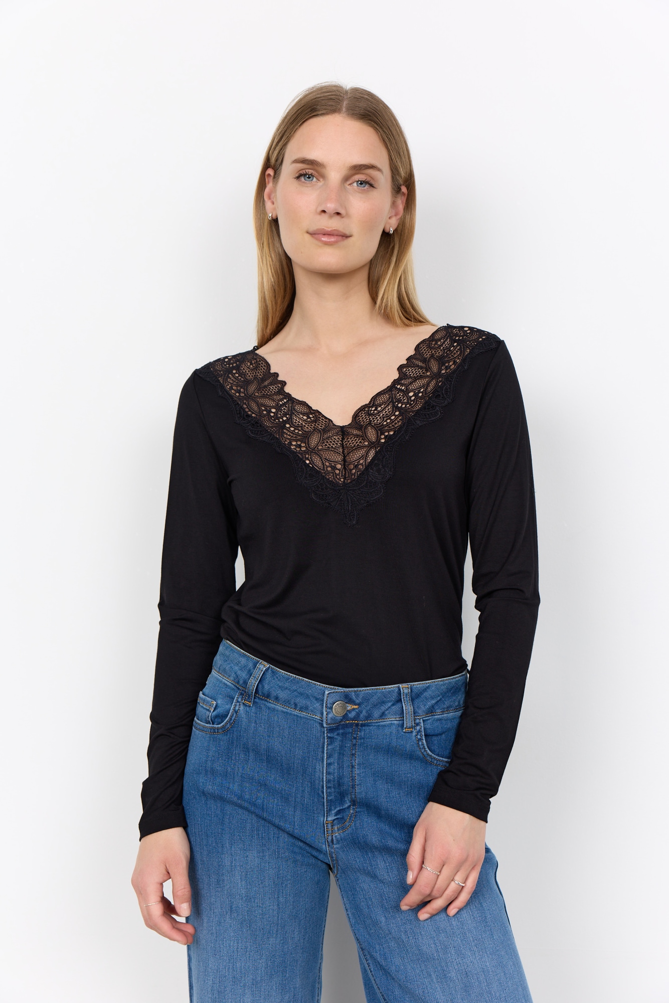 soyaconcept Langarmshirt "SC-MARICA 301" Viskosemischung, Spitze