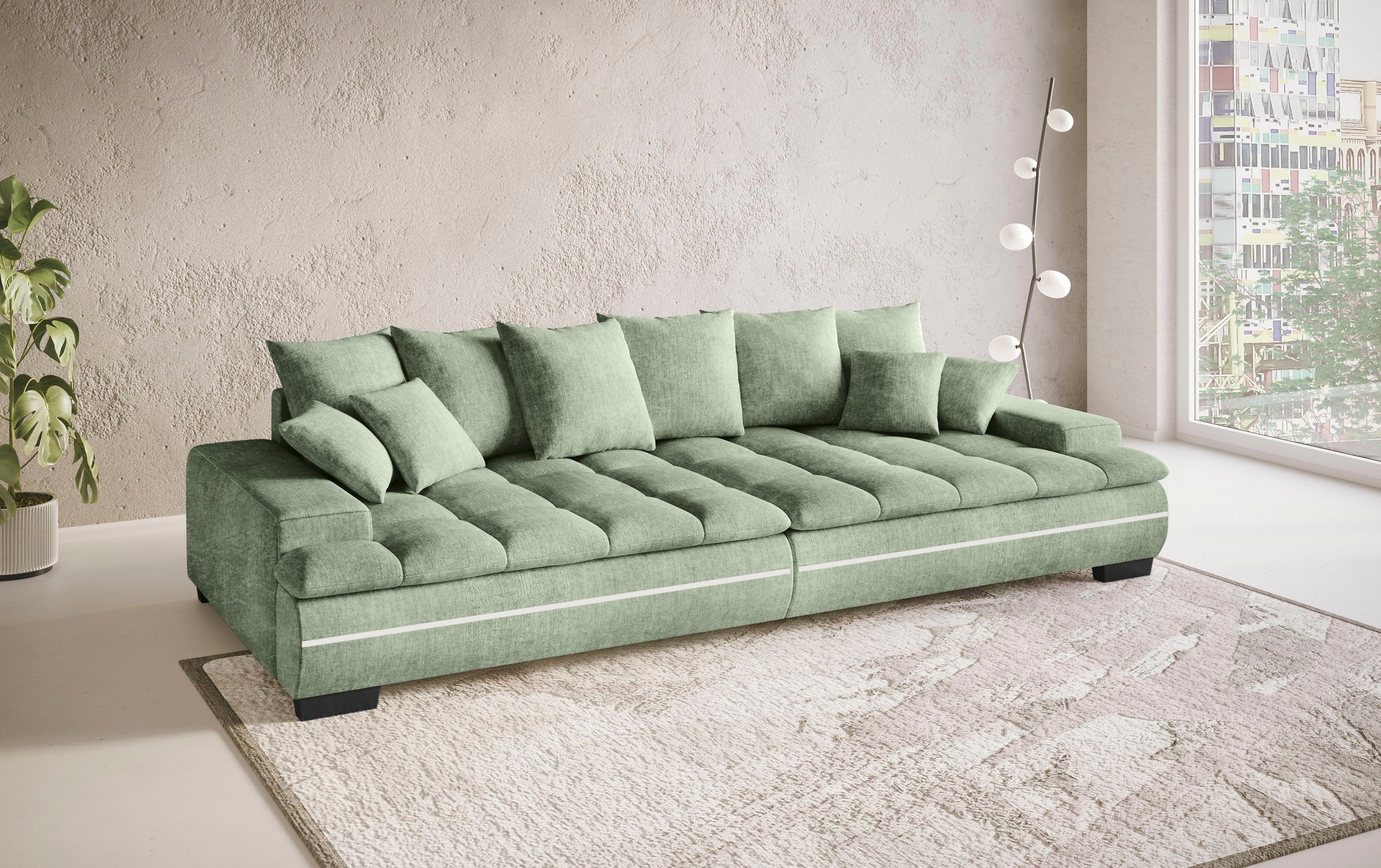 Mr. Couch Big-Sofa »Haiti II RGB-LED«, RGB-LED Beleuchtung, mit Handwerklich gearbeiteter Komfort-Steppung