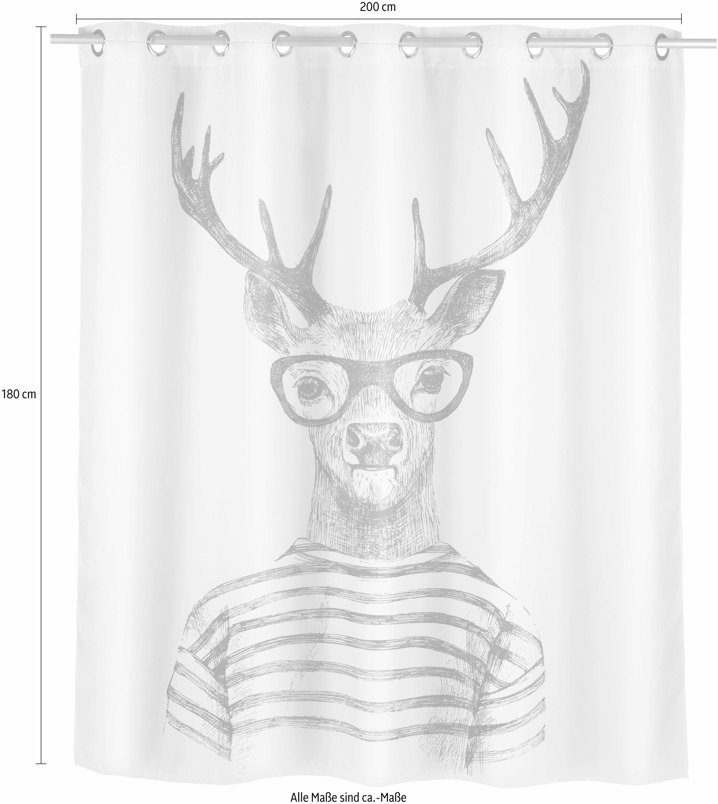 WENKO Duschvorhang "Mr. Deer" Breite 200 cm Höhe 180 cm günstig online kaufen