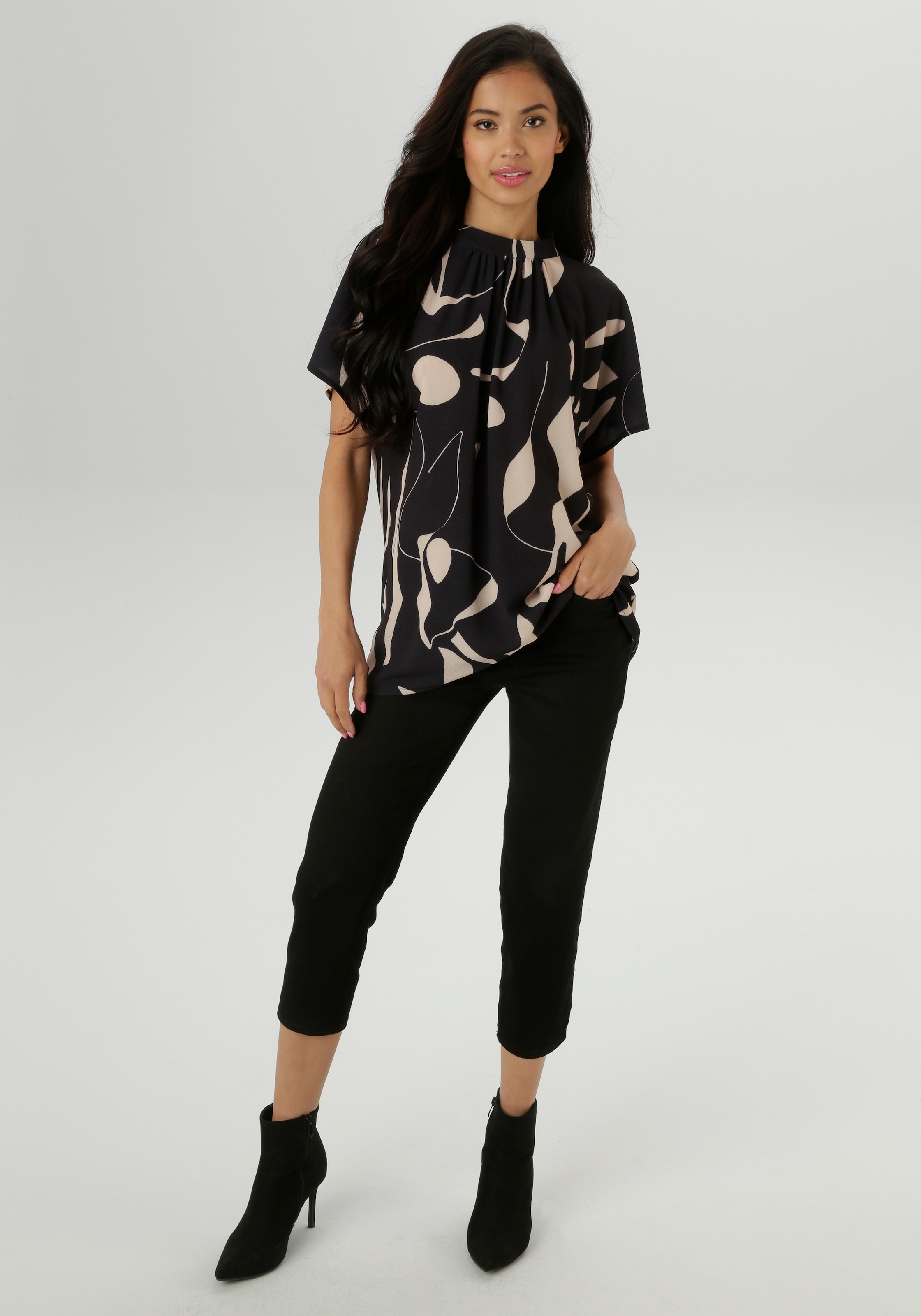 Aniston SELECTED Kurzarmbluse, in extra weiter Form - NEUE KOLLEKTION