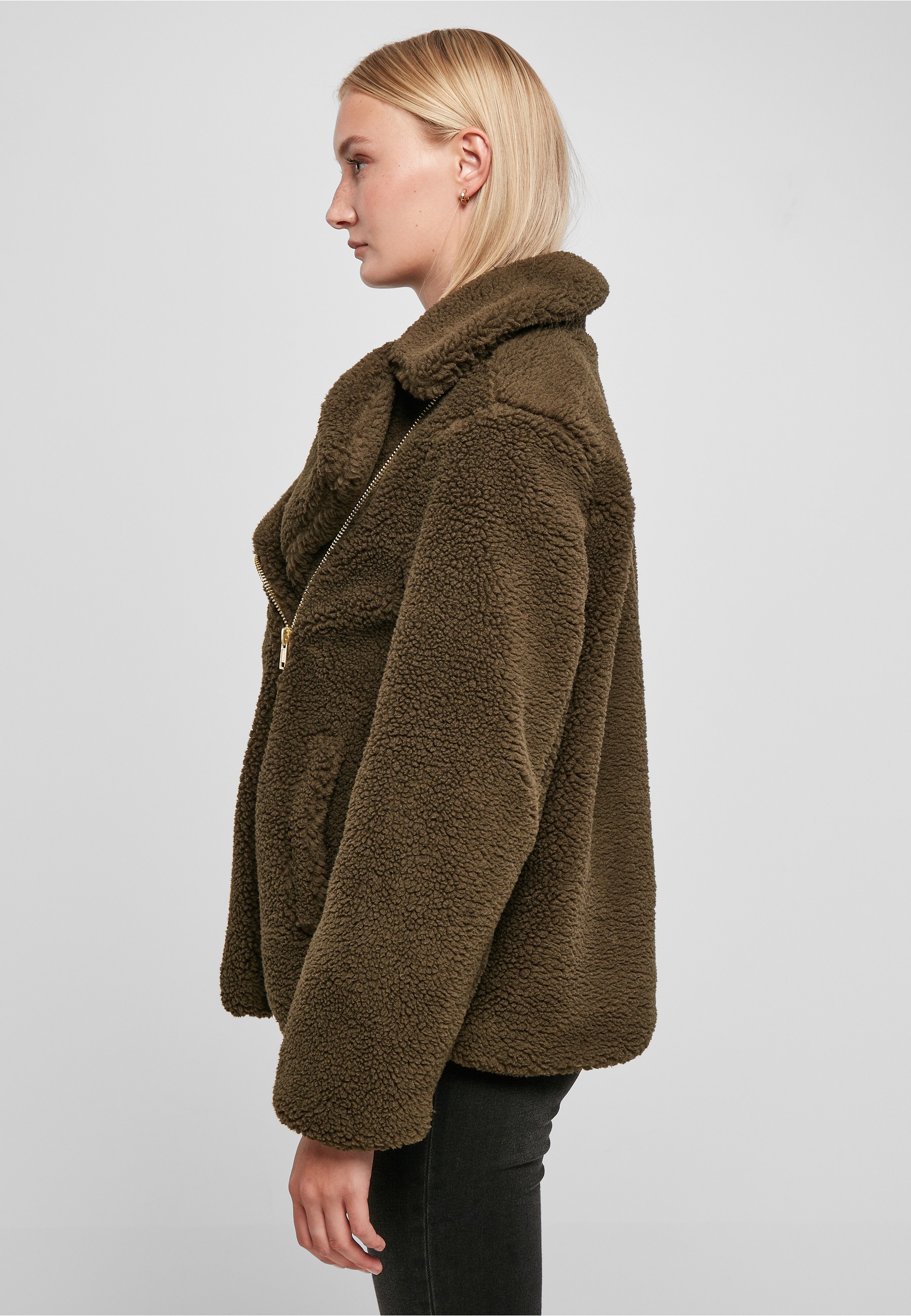 URBAN CLASSICS Winterjacke »Urban Classics Damen Ladies Sherpa Biker Jacket« 1 Stk. tlg. ohne Kapuze