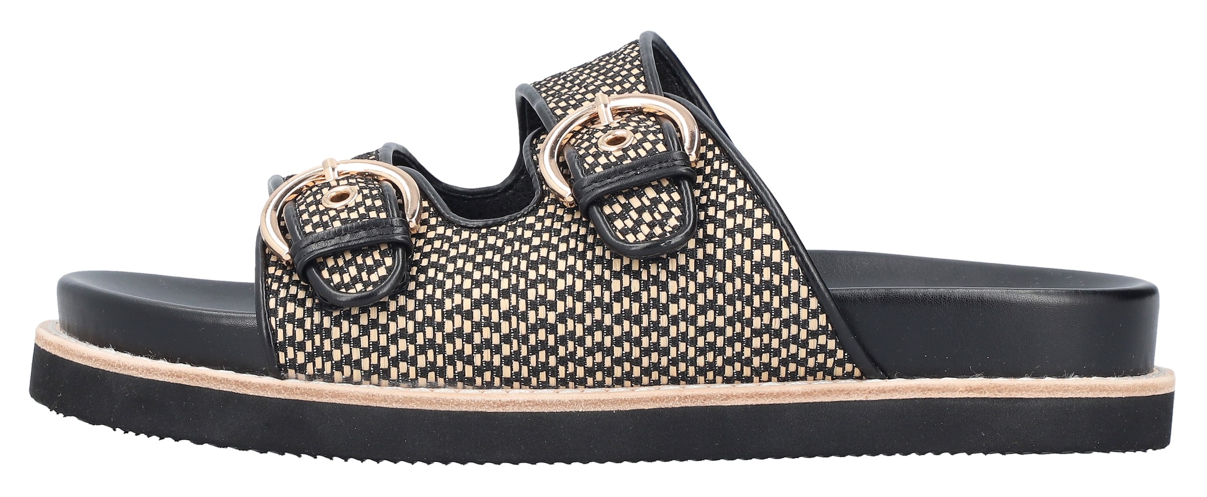 Rieker Pantolette, Sommerschuh, Strandschuh, Urlaubsschuh, Schlappen in Flecht-Optik
