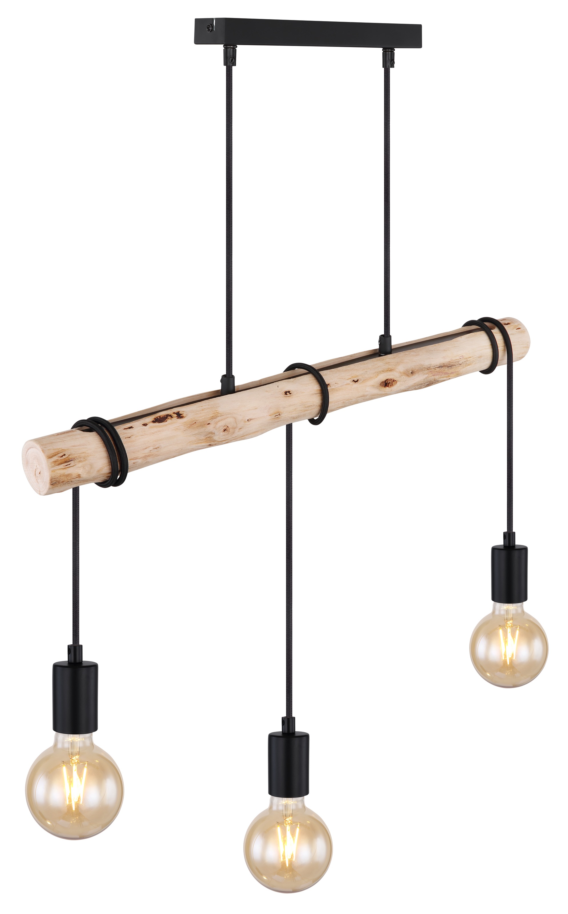 GLOBO LIGHTING Hängeleuchte »GREGOR«, Leuchtmittel E27 | ohne Leuchtmittel, Hängelampe/Holz/Kabel zum Herumwickeln/Esszimmer
