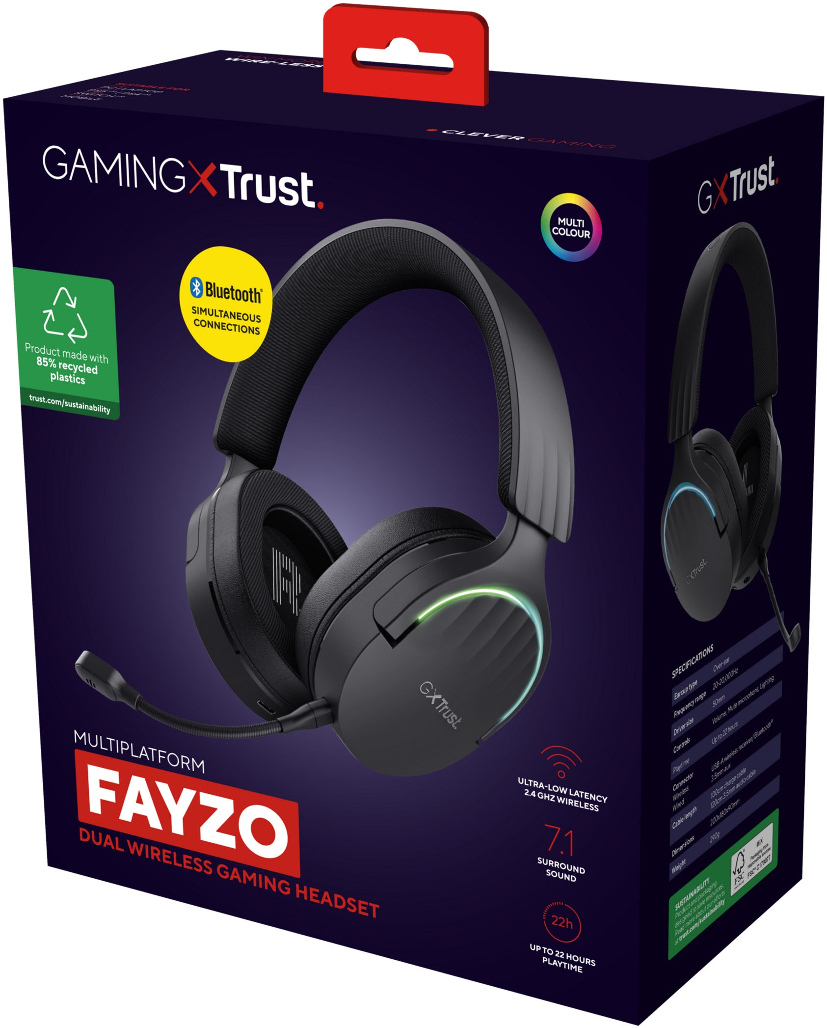 Trust Gaming-Headset »GXT491 Fayzo«, A2DP Bluetooth, Mikrofon abnehmbar-Noise-Cancelling