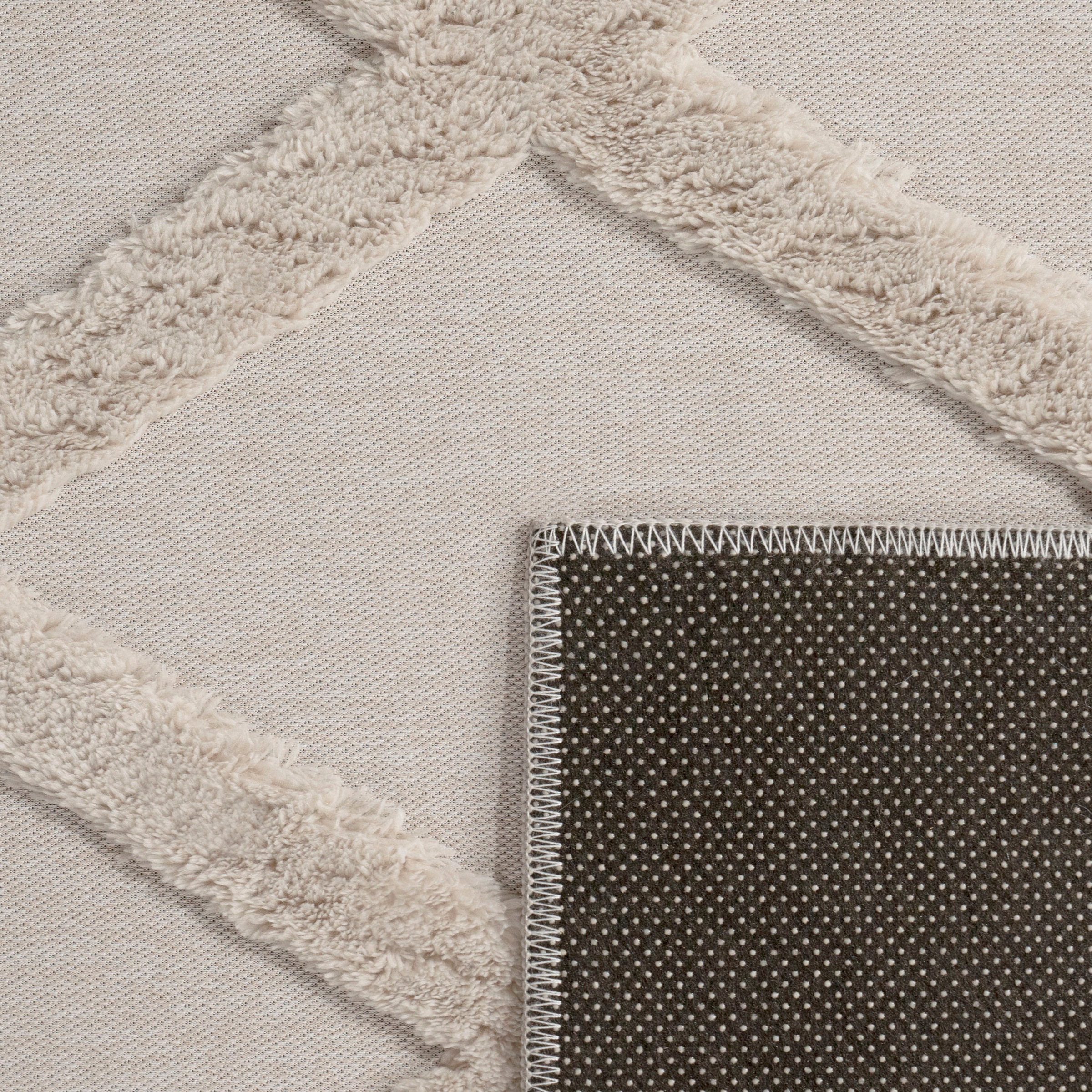 Teppich PACO HOME "Utrecht 642", beige (creme), B:200cm H:4mm L:280cm, Polyester, Teppiche, Teppich, Kurzflor, Uni Farben, 3D-Design, Rauten Muster, Hoch-Tief Effekt 2