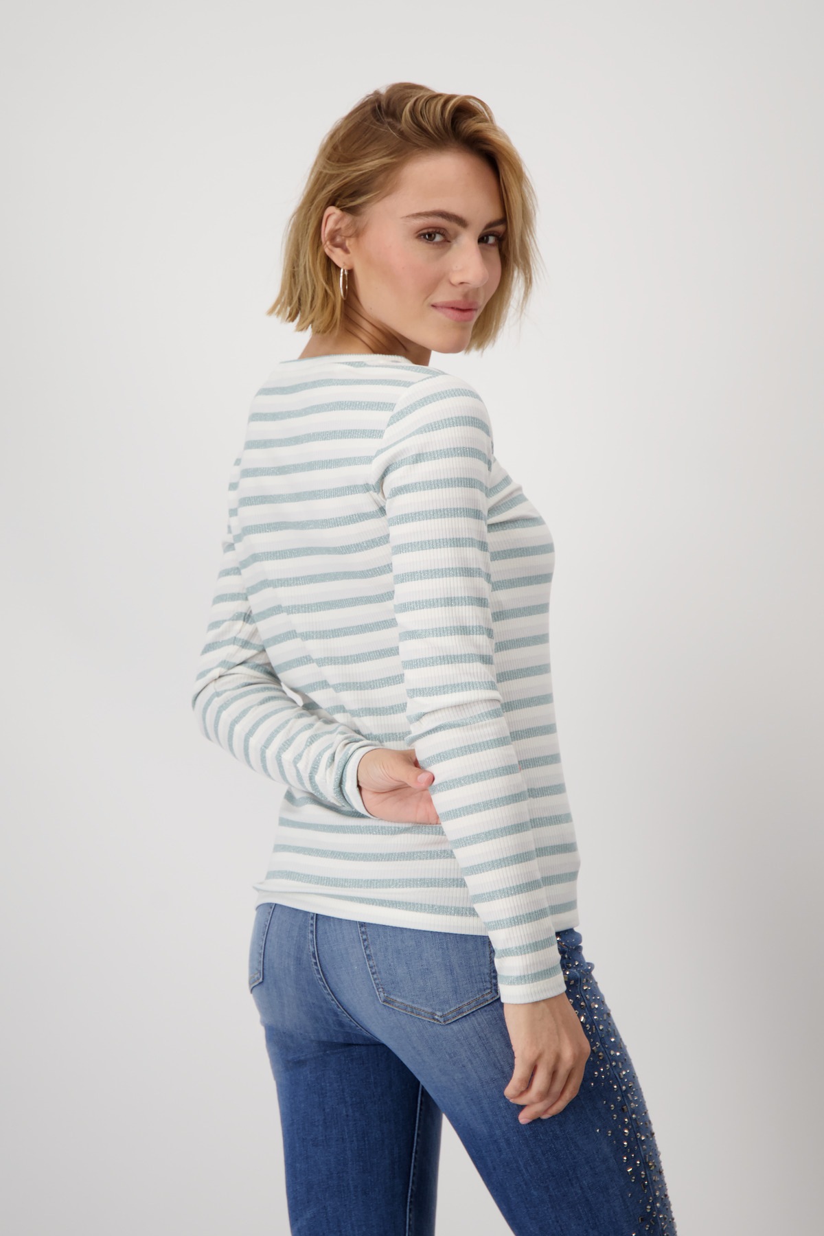 Monari Rundhalsshirt mit Streifen günstig online kaufen