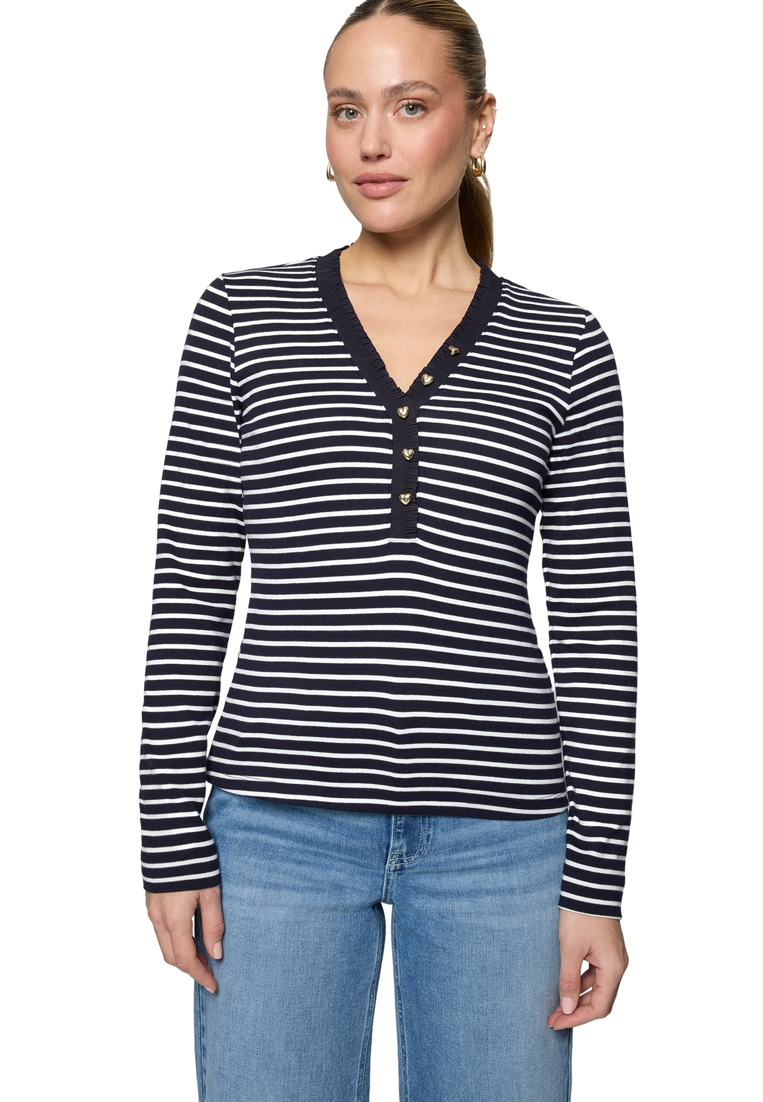 Zero Kurzarmshirt "Damen mit Knopfleiste" 1 tlg. weiteres Detail günstig online kaufen