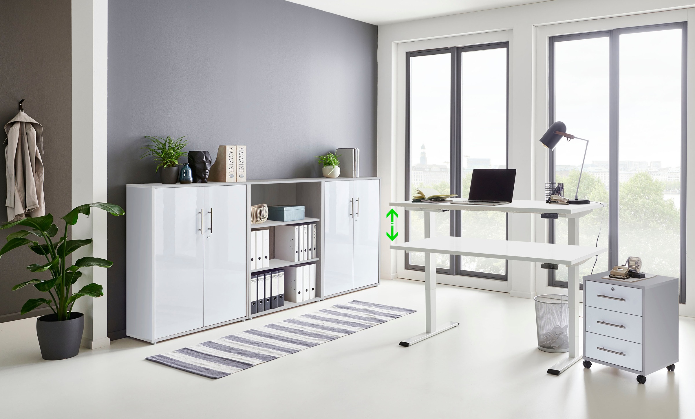 BMG Möbel Büromöbel-Set »Tabor«, (Set, 5 St.), mit elektrisch  höhenverstellbarem Schreibtisch kaufen | BAUR | Aktenregale