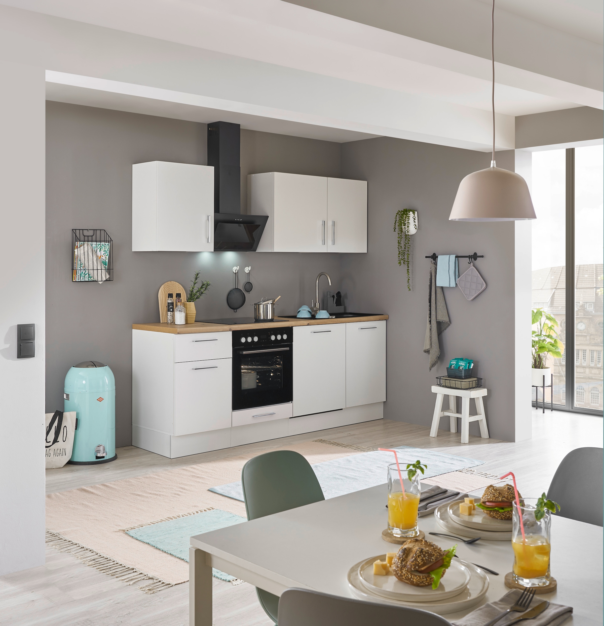 BASIC by Balculina Küchenzeile »Turin«, Breite 220 cm, wahlweise mit E-Geräten