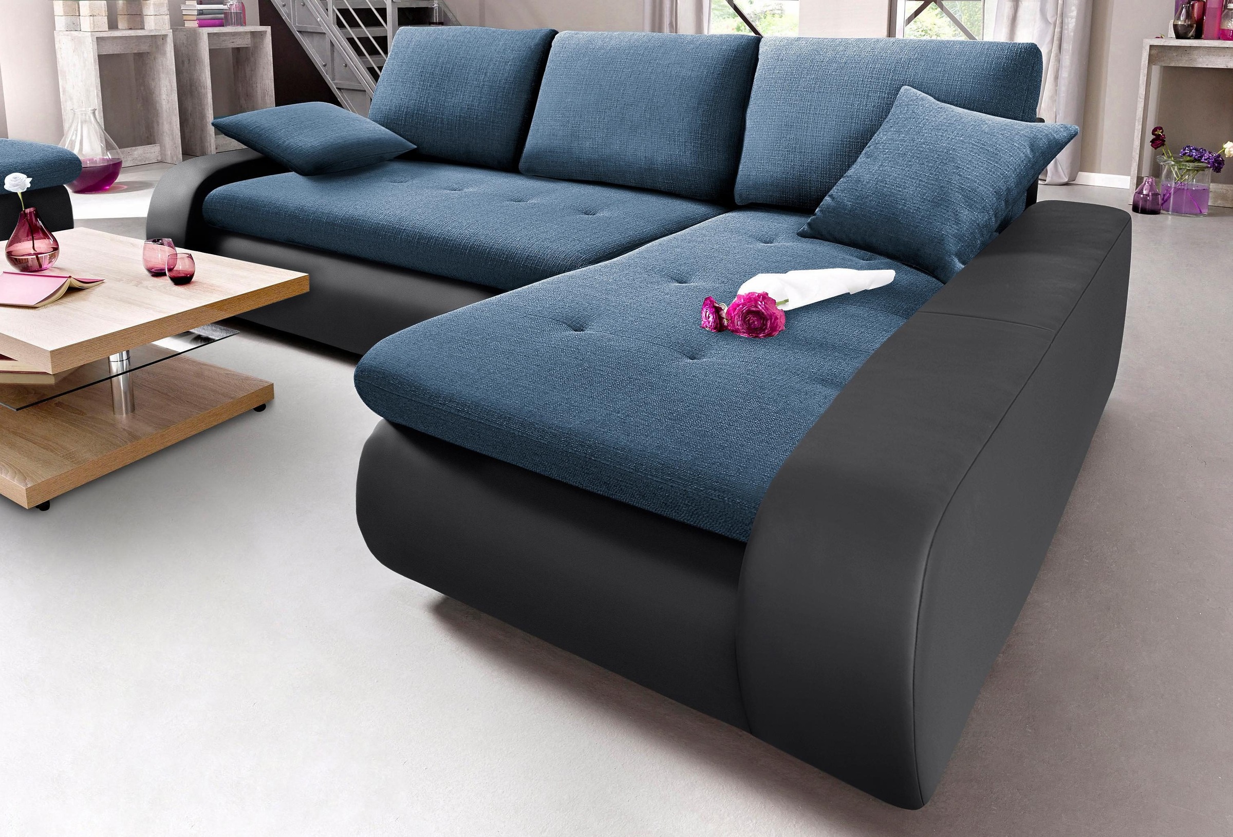 TRENDMANUFAKTUR Ecksofa »Indie, modern und bequem, Materialmix, OTTOs Choice, L-Form«, wahlweise XL oder XXL