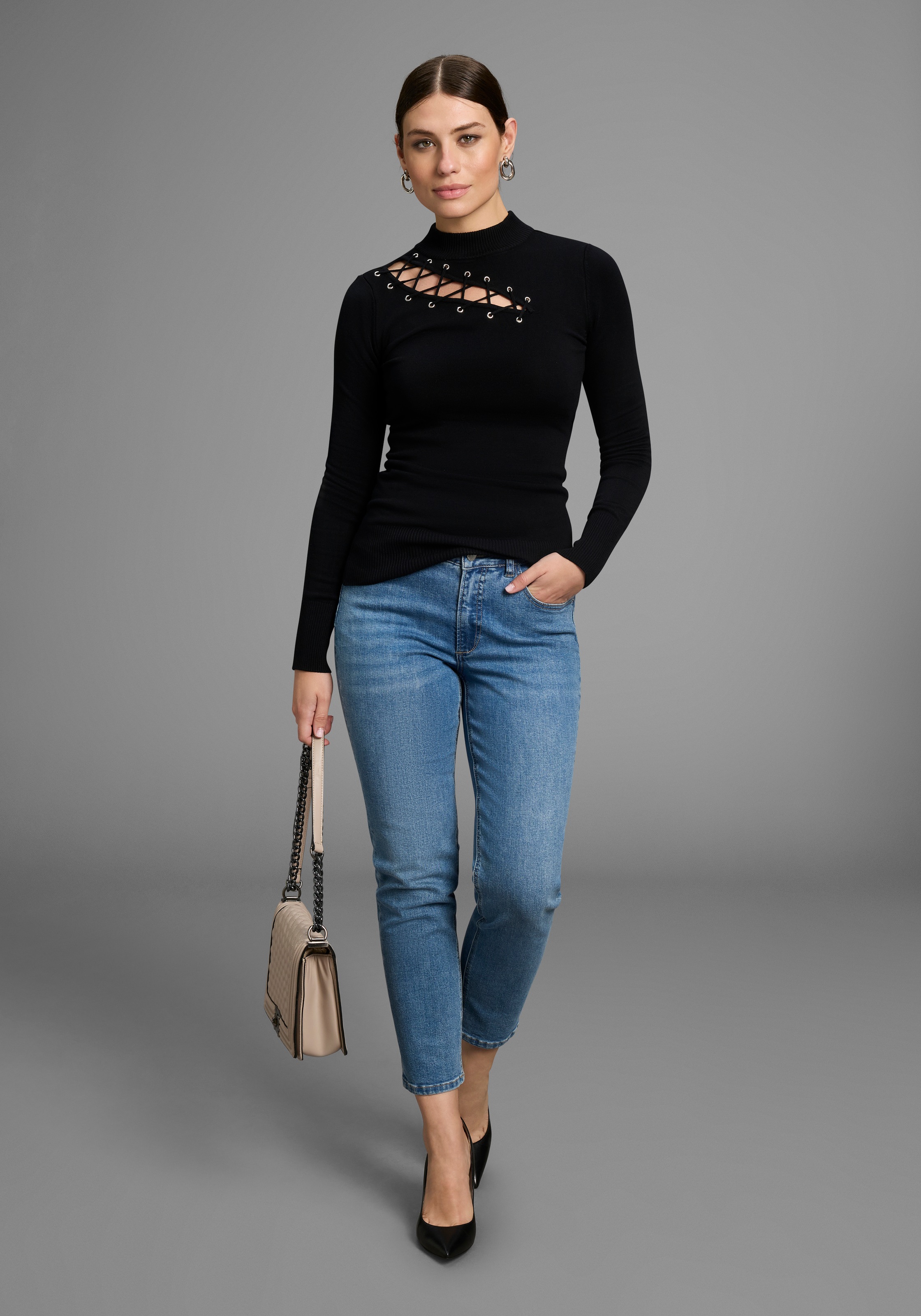 Melrose Stehkragenpullover Schwarz 36 3