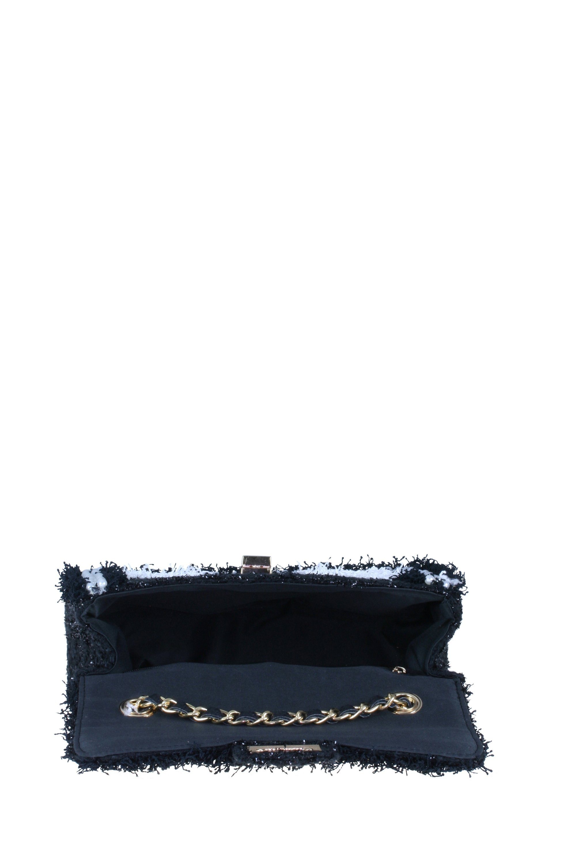 Umhängetasche "Cocco", Damen, Gr. B/H/T: 23cm x 16cm x 8cm onesize, schwarz, Kunstfaser, COLLEZIONE ALESSANDRO, Taschen Umhängetasche, Abendtasche mit Perlen und feinen Fransen 3