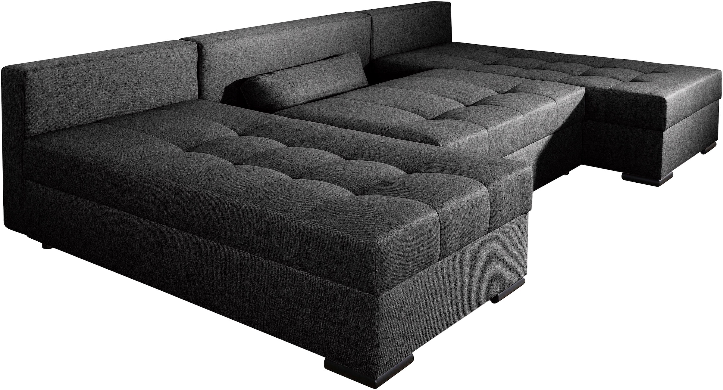 COLLECTION AB Wohnlandschaft »Josy U-Form, Breite 269 cm, Flachgewebe, Struktur, Cord & Cord/Mix«, (Cord-/Mix), inkl. Bettfunktion, Bettkasten, mit 3 gleich großen Rückenkissen