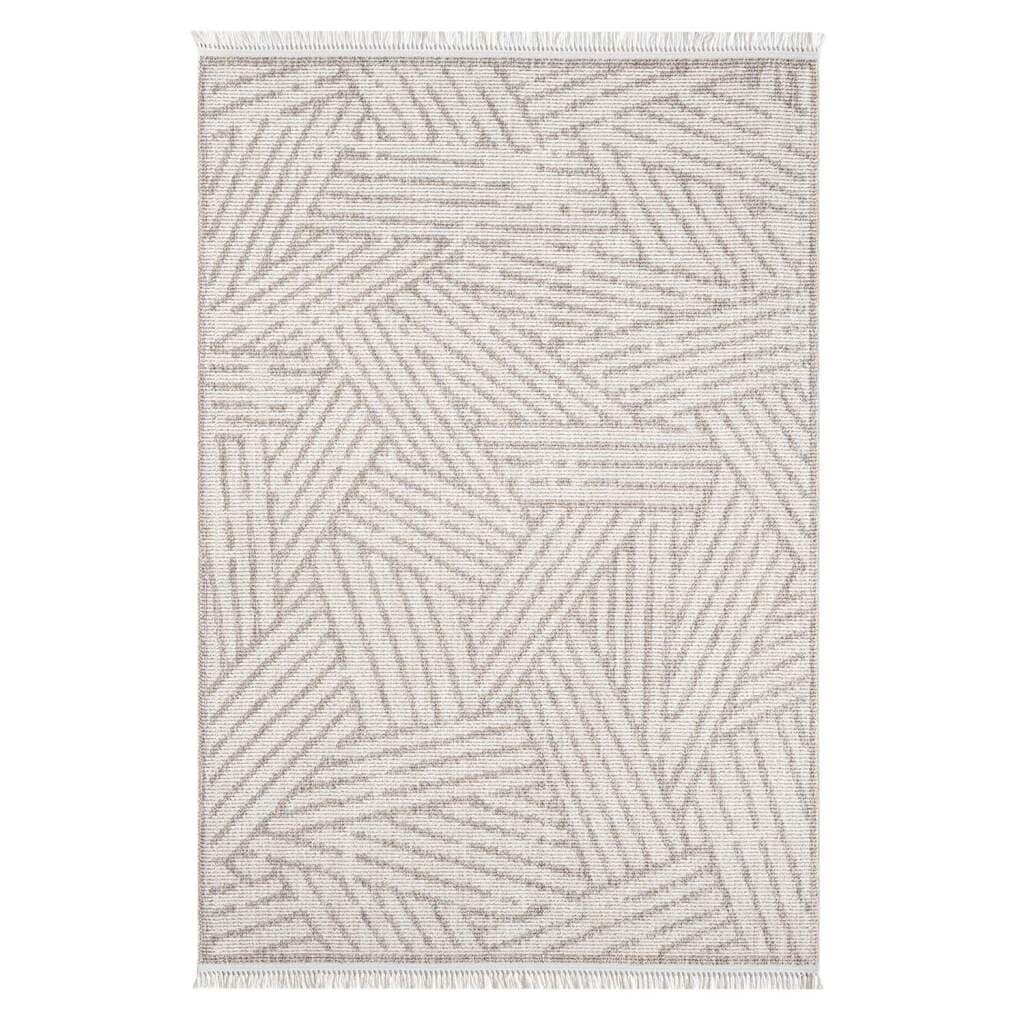 Carpet City Teppich »CLASICO 9161«, rechteckig, 11 mm Höhe, Läufer, Kurzflor, Hochtief-Muster, Boho, Fransen, Wohnzimmer