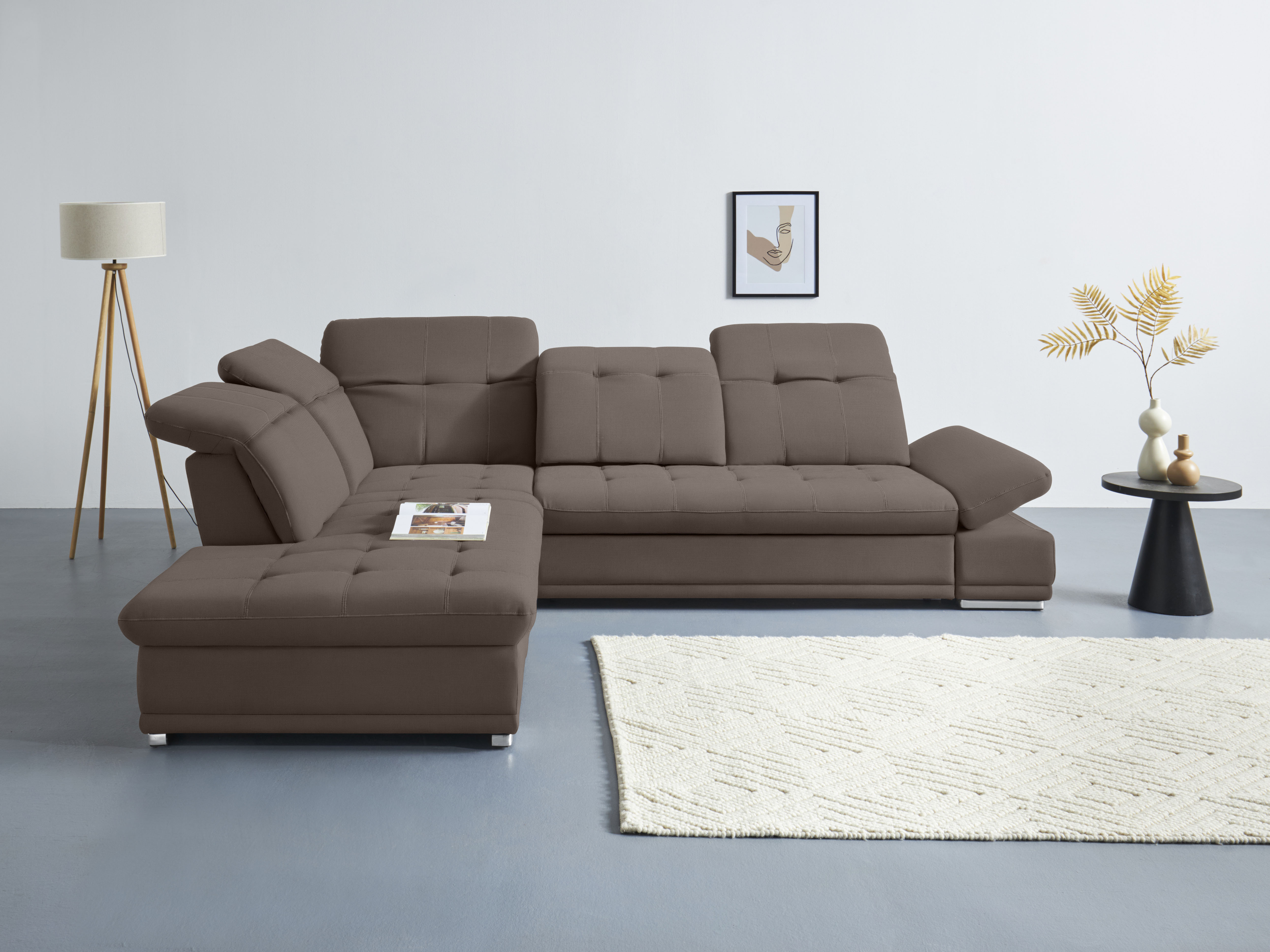 COTTA Ecksofa "Holiday L-Form mit Sitztiefen-, Armteil- und Kopfteilverstellung" wahlweise mit Schlaffunktion & Bettkasten