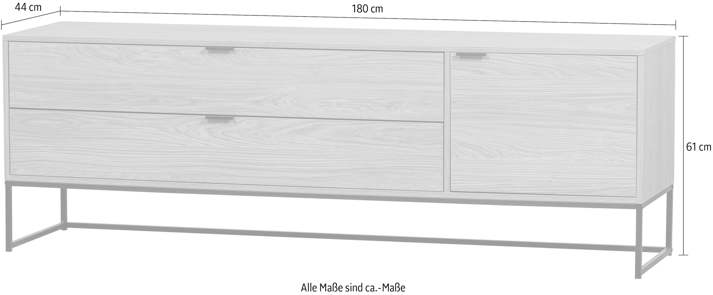 WOOOD TV-Board »Silas«, Kommode, 2 Schubladen und 1 Tür, viel Stauraum