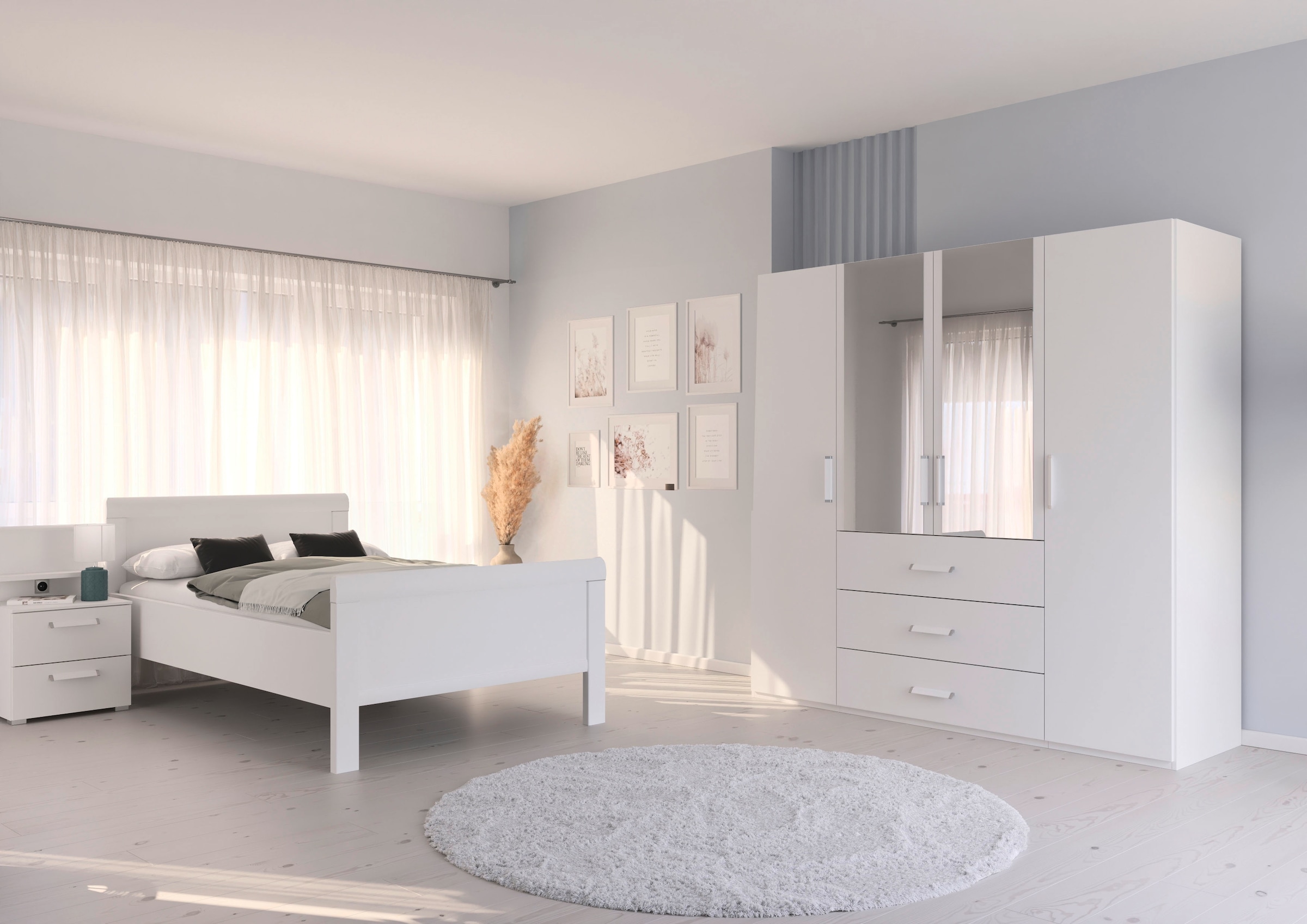 Schlafzimmer-Set »Evelyn«, (Set, 3 tlg.), Schrank und Bett in 2 Breiten, Nachttisch...