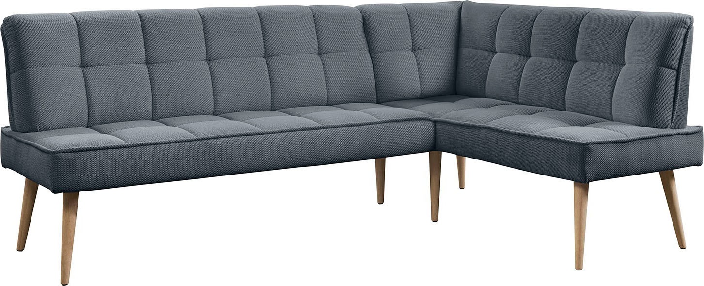 Eckbank EXXPO - SOFA FASHION "Latte", antrazith, B:234cm H:95cm T:156cm, 94% PES, 6% NY, Sitzbänke, Eckbank, moderne Sitz- und Rückensteppung, bequem und elegant, hoher Holzfuß 2