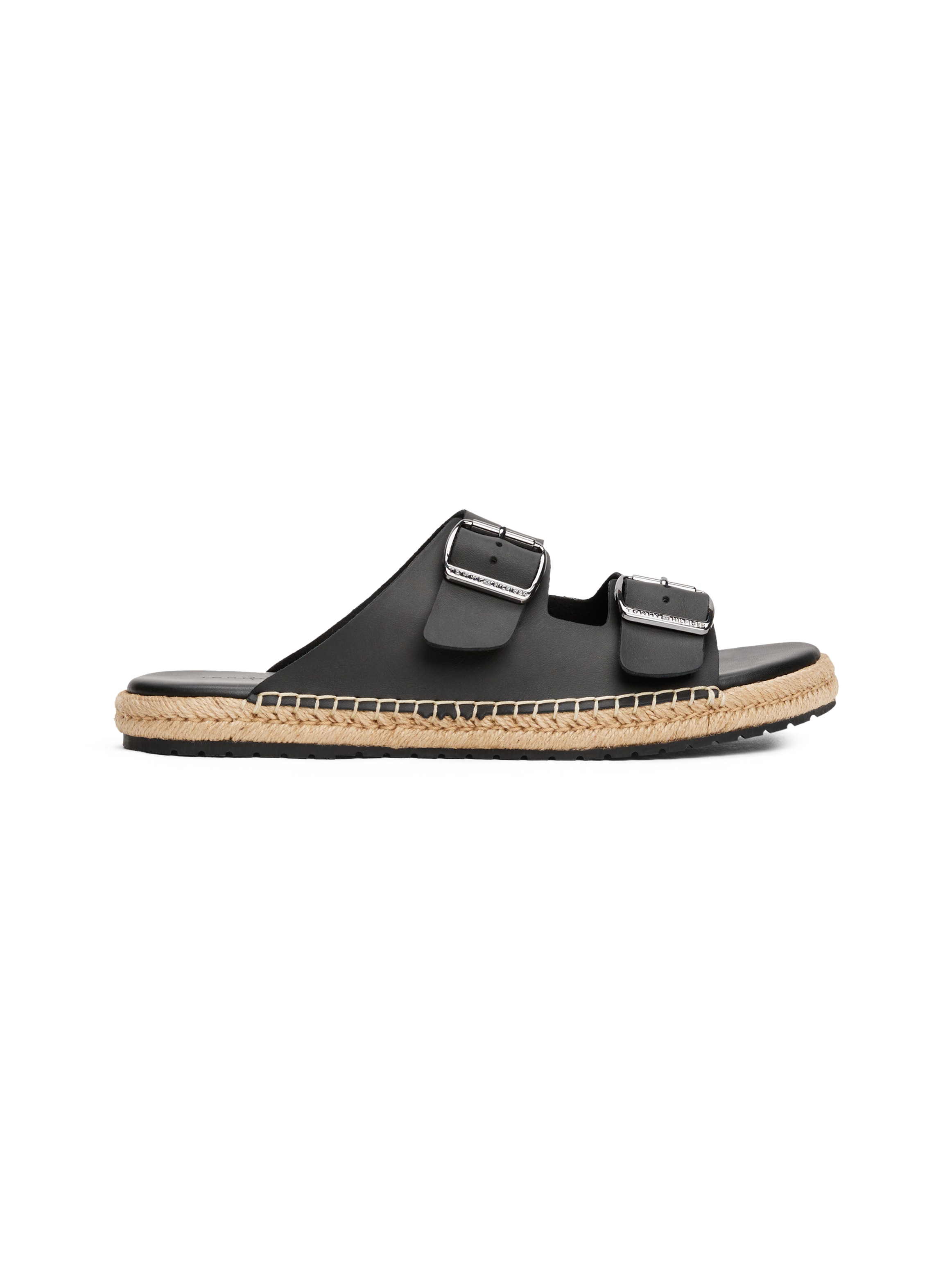 Tommy Hilfiger Pantolette »FLEX JUTTE HILFIGER LTH SANDAL«, Sommerschuh, Schlupfschuh mit Ziernähten