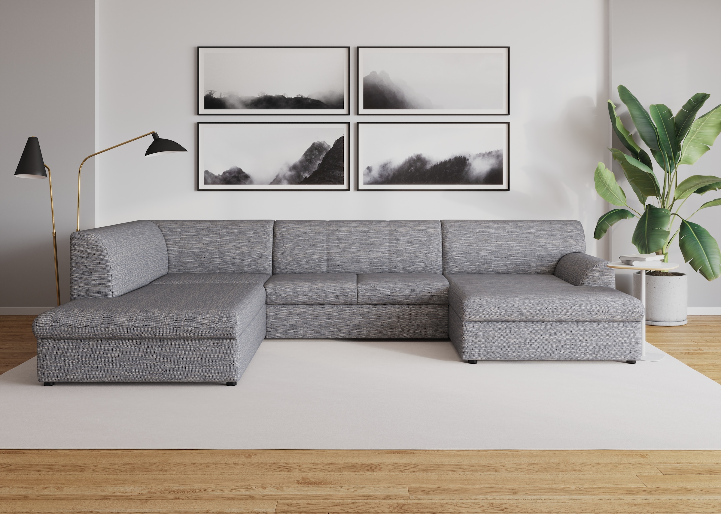 DOMO collection Wohnlandschaft "Topper, elegant und zeitlos, komfortabel, U-Form" wahlweise mit Bettfunktion