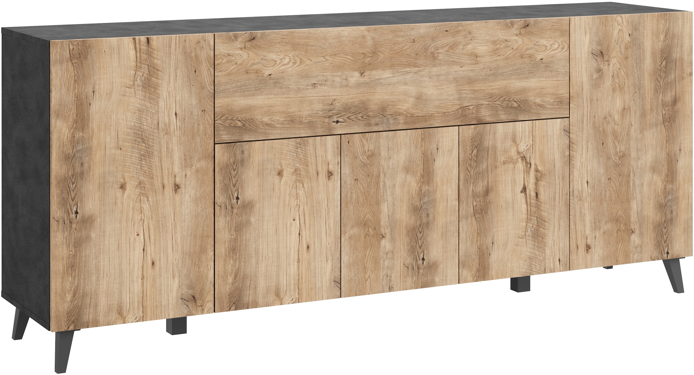Home affaire Sideboard »SIDEBOARD PHUKET II, Stilvolle, grifflose kommode, Breite 180cm« Mit 5 Türen, 1 Klappe, 7 Fächern und höhenverstellbaren Einlegeböden