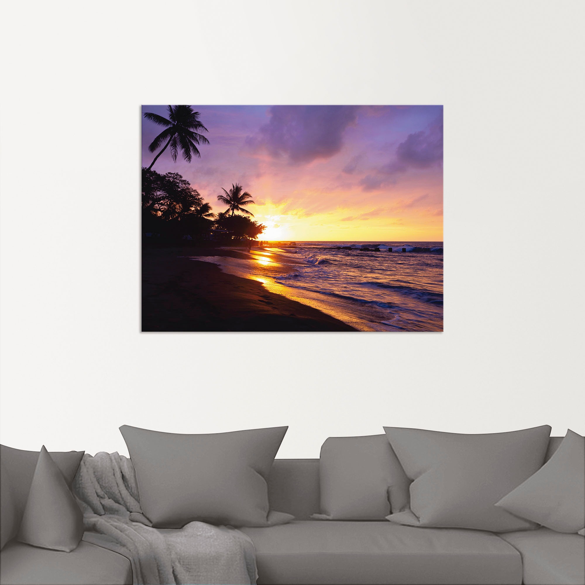 Artland Wandbild »Tropischer Strand«, Sonnenaufgang & -untergang, (1 St.), als Alubild, Outdoorbild, Leinwandbild, Poster, Wandaufkleber