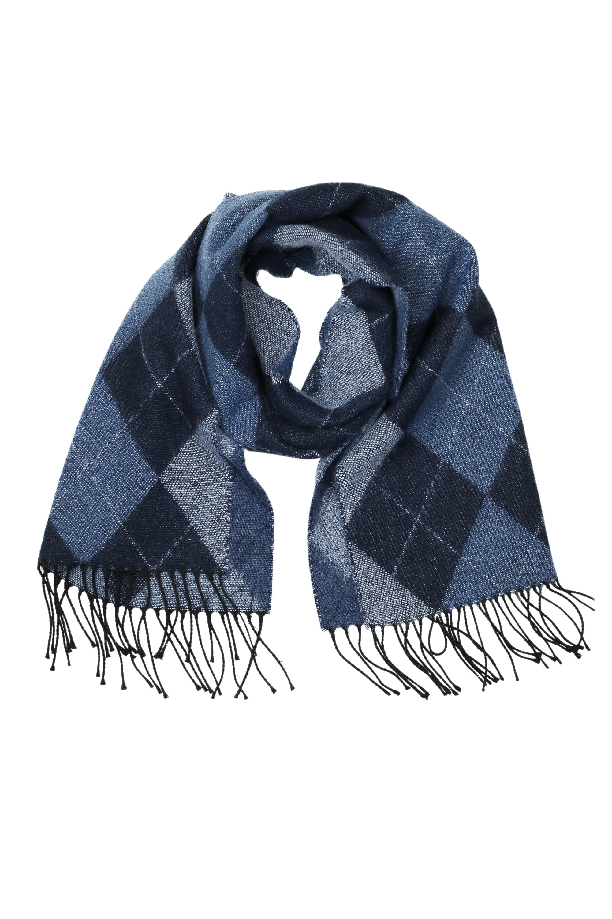 Damen Wollschal "Argyle", blau, Basic, COLLEZIONE ALESSANDRO, gemustert, Polyacryl, Modetücher, mit Karomuster, warm und weich