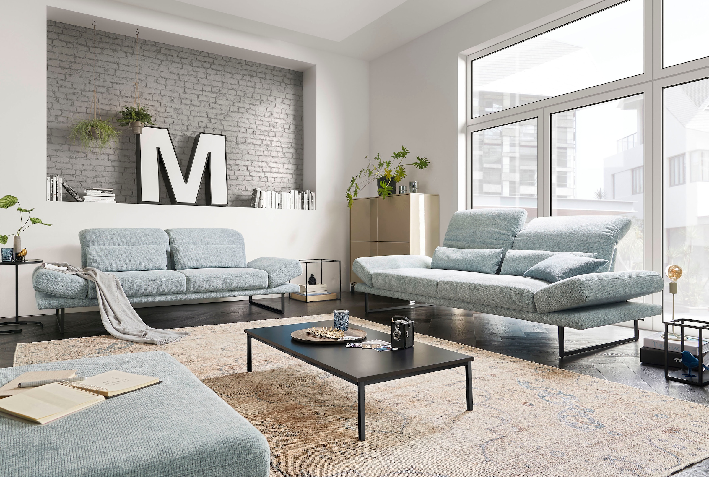 3C Candy 2-Sitzer »Mallow Designsofa mit Komfortfunktionen, modern und bequem,«, Verstellbare Armlehne und Kopfteil, manuelle Sitztiefenverstellung