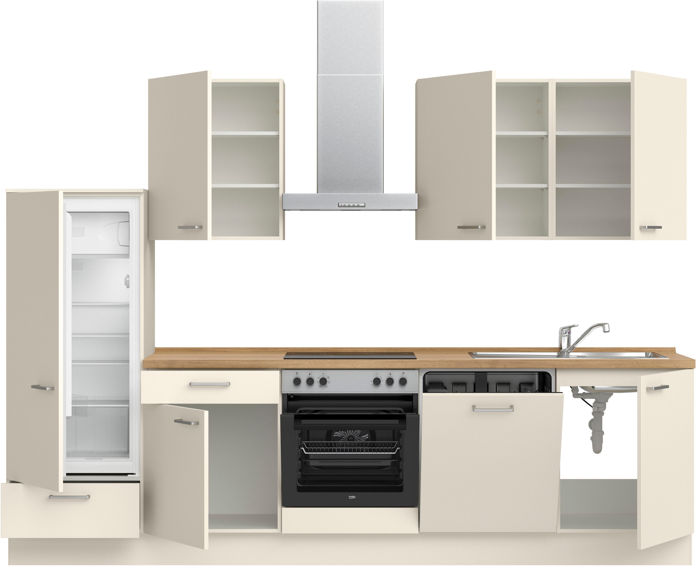 nobilia® Küchenzeile »"Touch I"«, vormontiert, Ausrichtung wählbar, Breite 300 cm, wahlw. mit E-Geräten