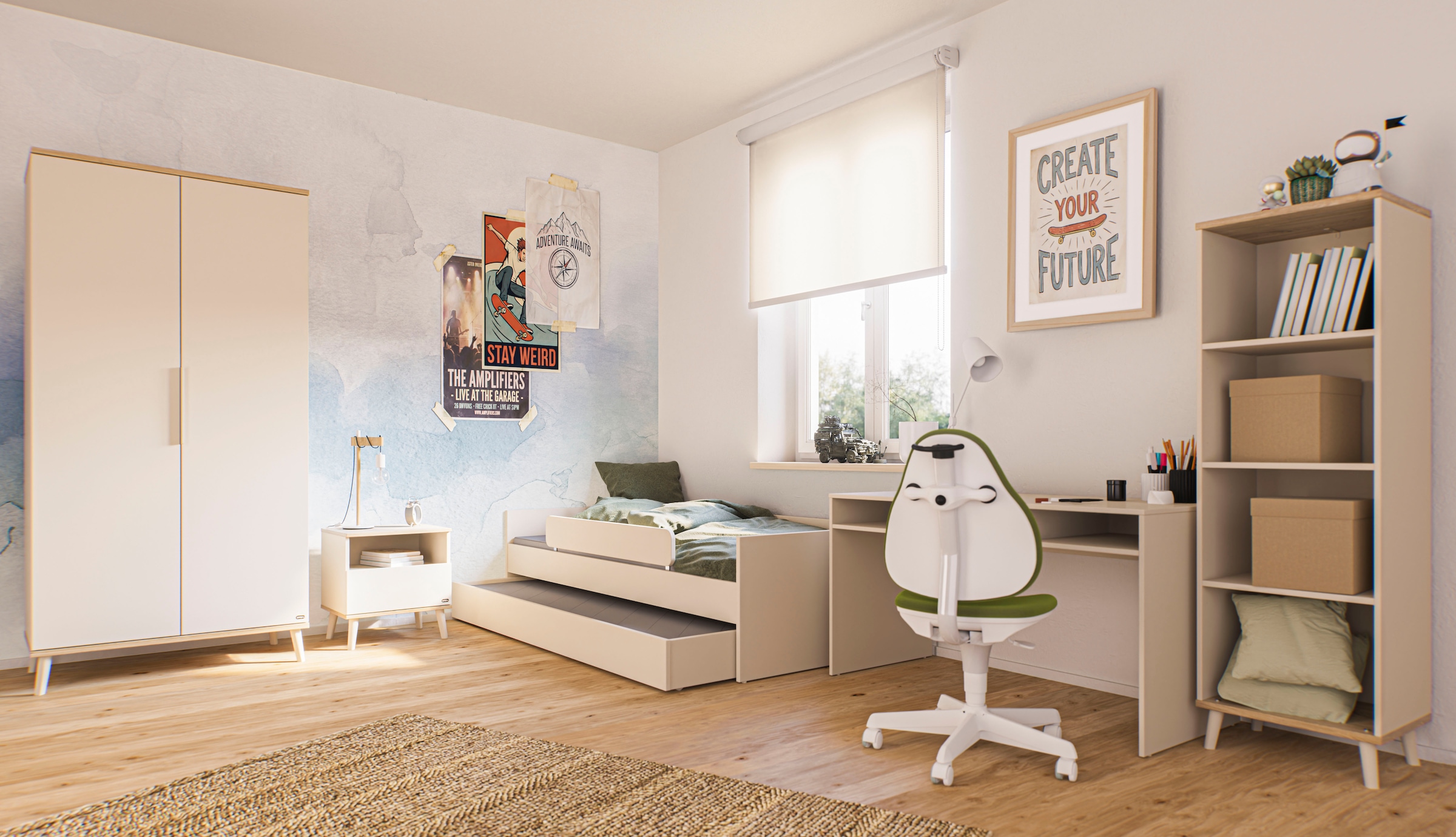 YUNY by PAIDI Nachtkommode »HAZEL in Beige, Schublade mit Soft-Close, verschiedene Ausführungen« moderner und langlebiger Nachttisch aus Holz, geprüfte Qualität