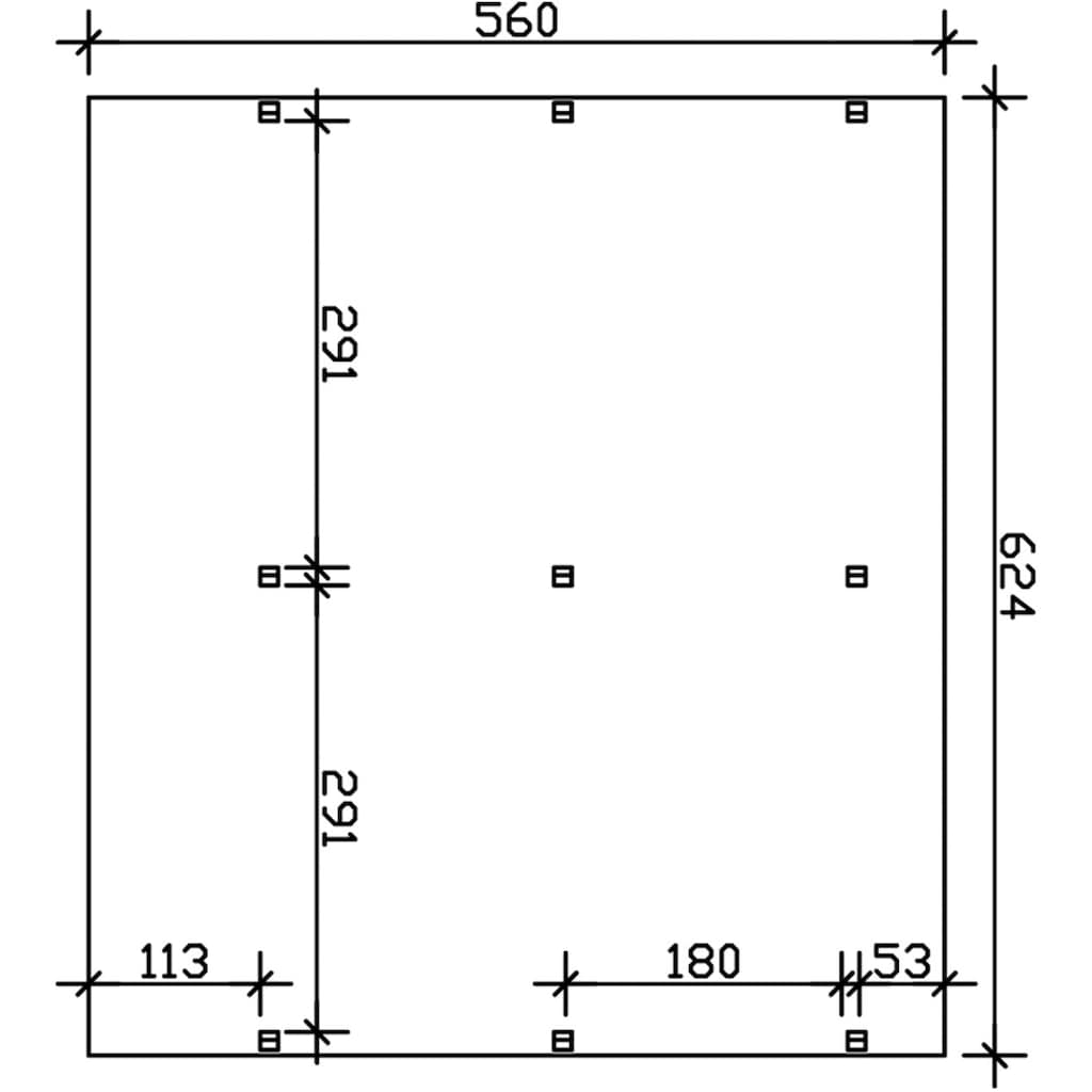 Skanholz Doppelcarport »Harz«, Nadelholz, 291 cm, Nussbaum, 624x560cm mit schwarzen Schindeln