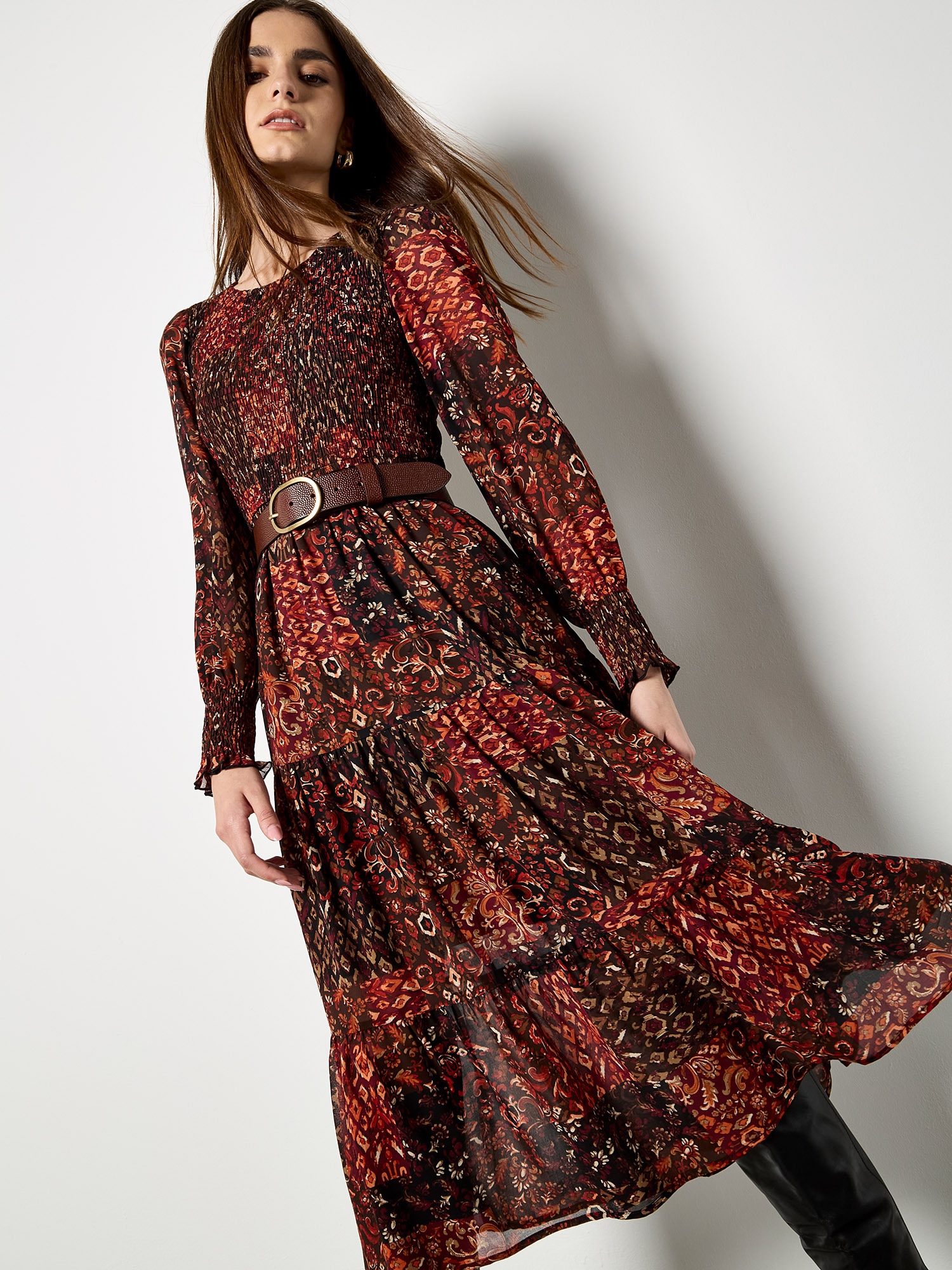Apricot Midikleid »Midikleid« mit Ikat-Muster
