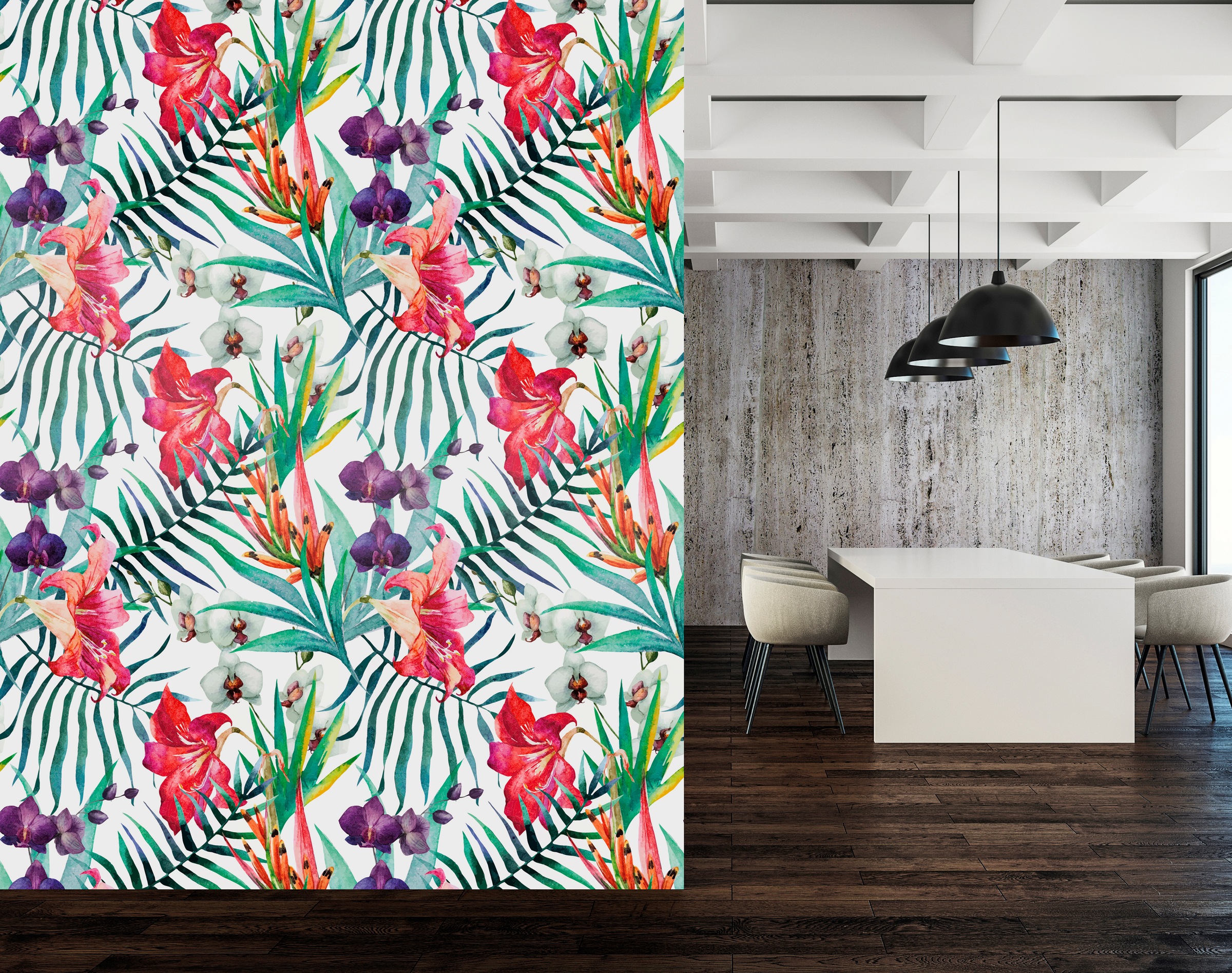 queence Vinyltapete »Medina«, bedruckt-Motiv-botanisch-floral-gemustert-natürlich, 90x250cm, selbstklebend, kinderleichte Anbringung, Sticker