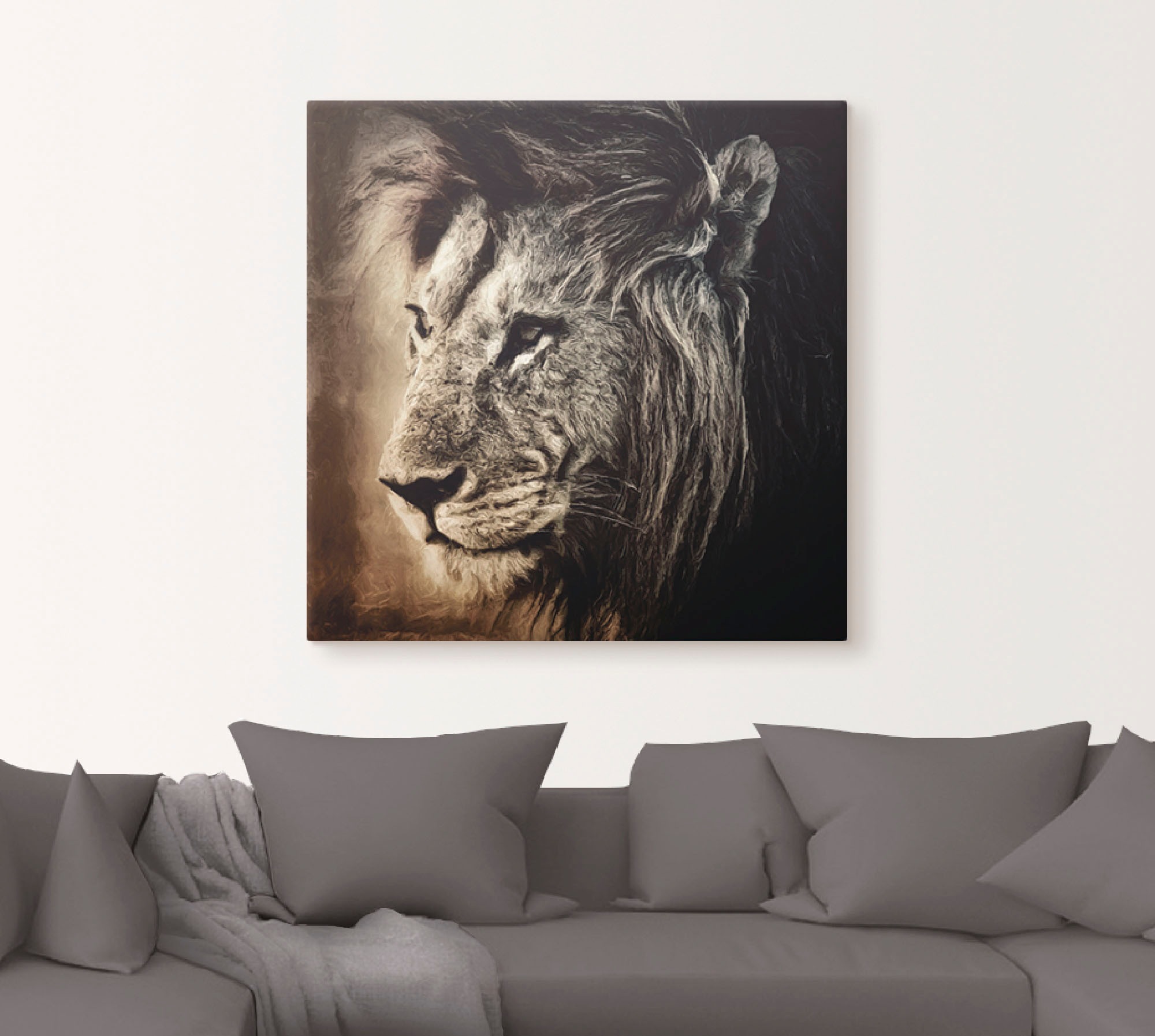 Artland Leinwandbild »Löwe II«, Wildtiere, (1 St.), auf Keilrahmen gespannt