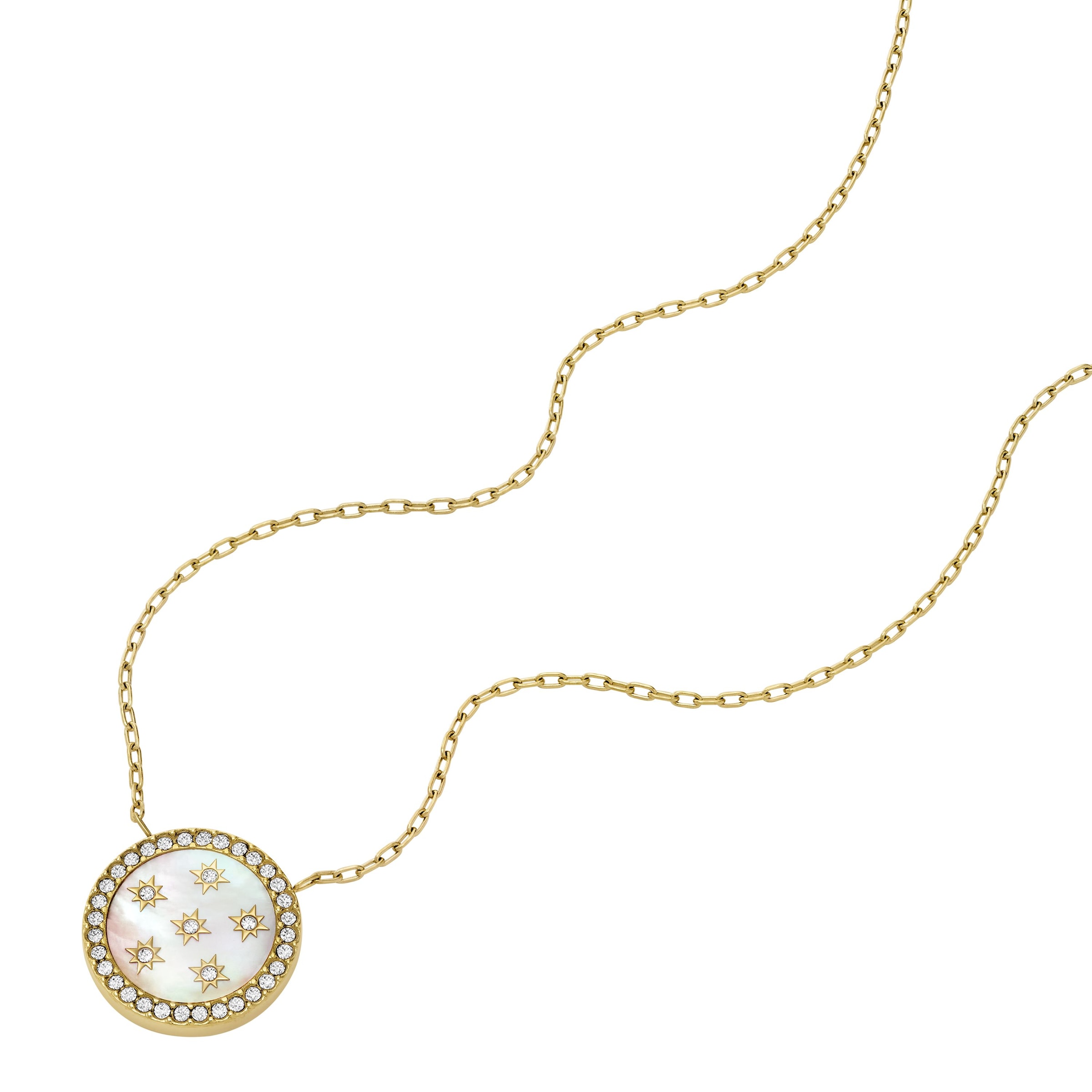 Fossil Kette mit Anhänger »Schmuck Geschenk Edelstahl JEWELRY, JF04865710«, mit Glasstein - mit Perlmutt
