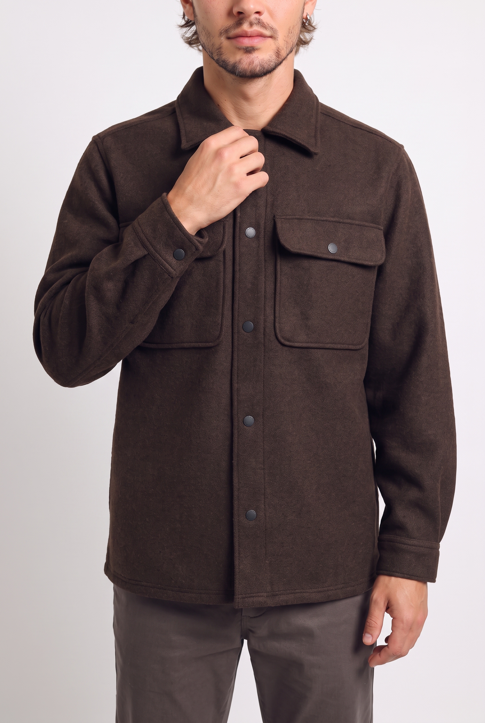 ONLY & SONS »ONSASH OVR WOOLEN LOOK PKT LS SHIRT NOOS« Kunstfaser, regular fit
