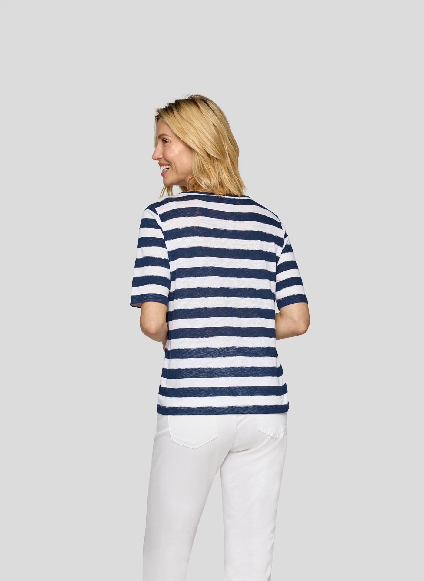 Rabe T-Shirt, in Streifen-Optik und mit Glitezr-Print