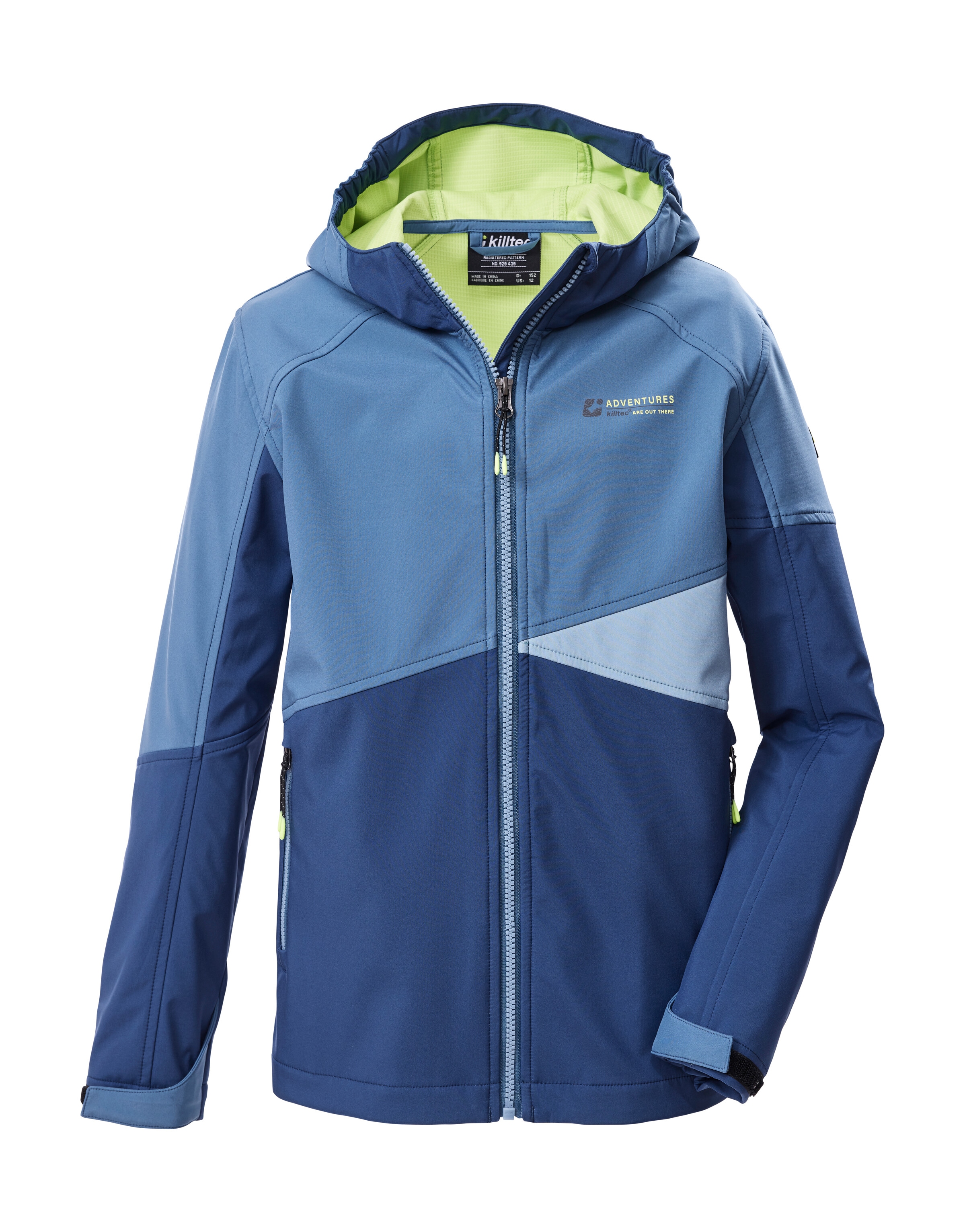 Softshelljacke KILLTEC "KOS 142 BYS SFTSHLL JCKT", Jungen, Gr. 152, blau, Oberseite: 100% Polyester;Rückseite: 100% Polyester;Futter: 100% Polyester, Jacken Softshelljacke, Wind- und wasserabweisende Kinderjacke, Colourblock-Design