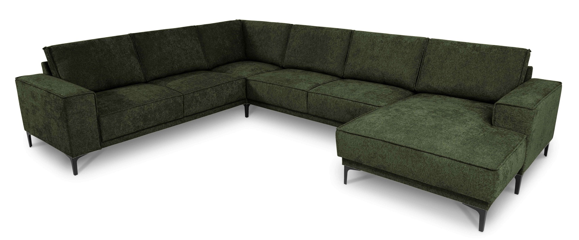 Places of Style Wohnlandschaft »XXL Sofa Oland, Struktur, Flachgewebe, Luxus-Microfaser, Boucle«, U-Form, 342 cm, Wellenunterfederung, Skandi-Design, Metallfüße