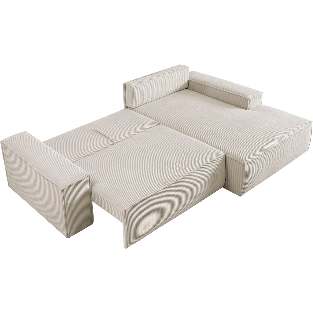 Ecksofa SHERWOOD Schlafsofa, mit Bettkasten, Cord-Bezug