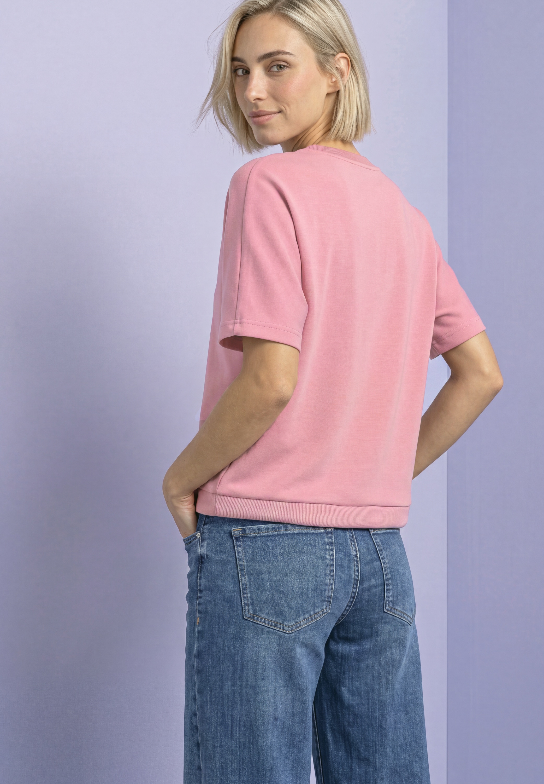 STREET ONE T-Shirt mit Tunnelzug am Saum, im Silk-Look