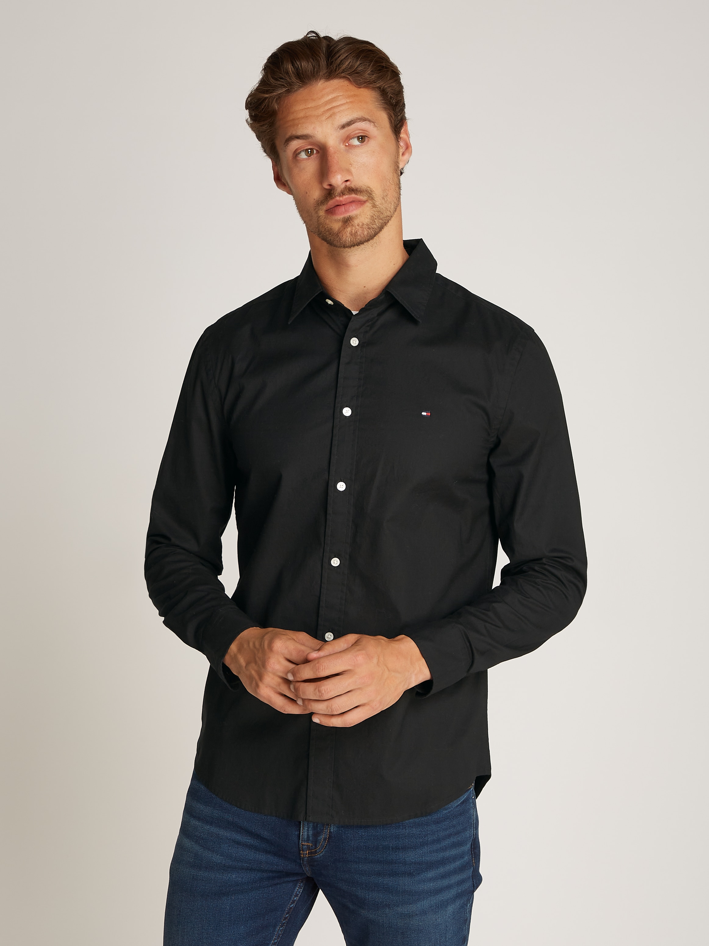 Tommy Hilfiger Businesshemd "FLEX POPLIN KENT COLLAR SF SHIRT", mit Logosti günstig online kaufen