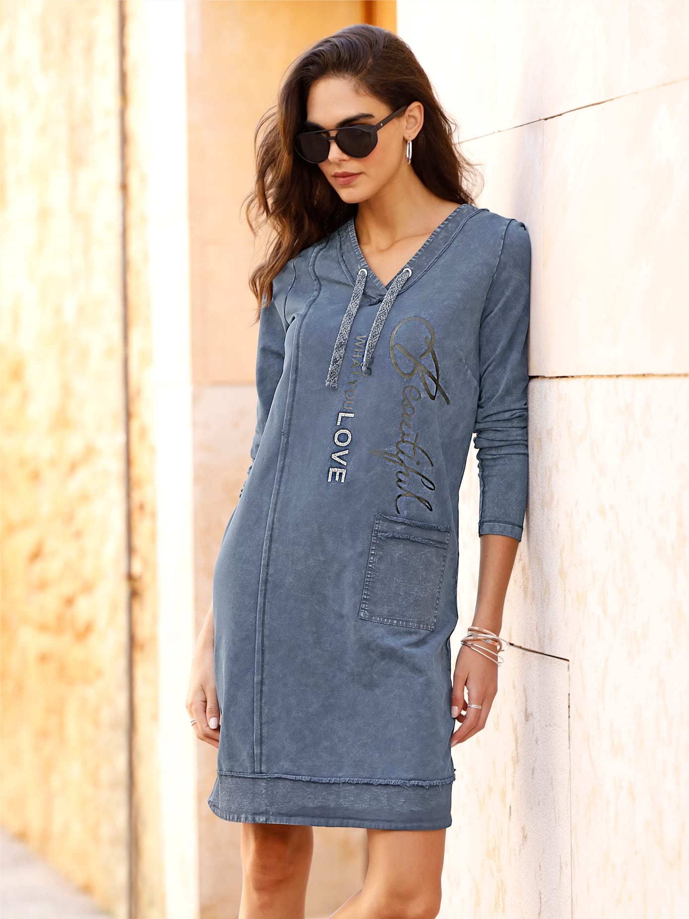 heine Jerseykleid "Jersey-Kleid" aufgesetzte Taschen günstig online kaufen