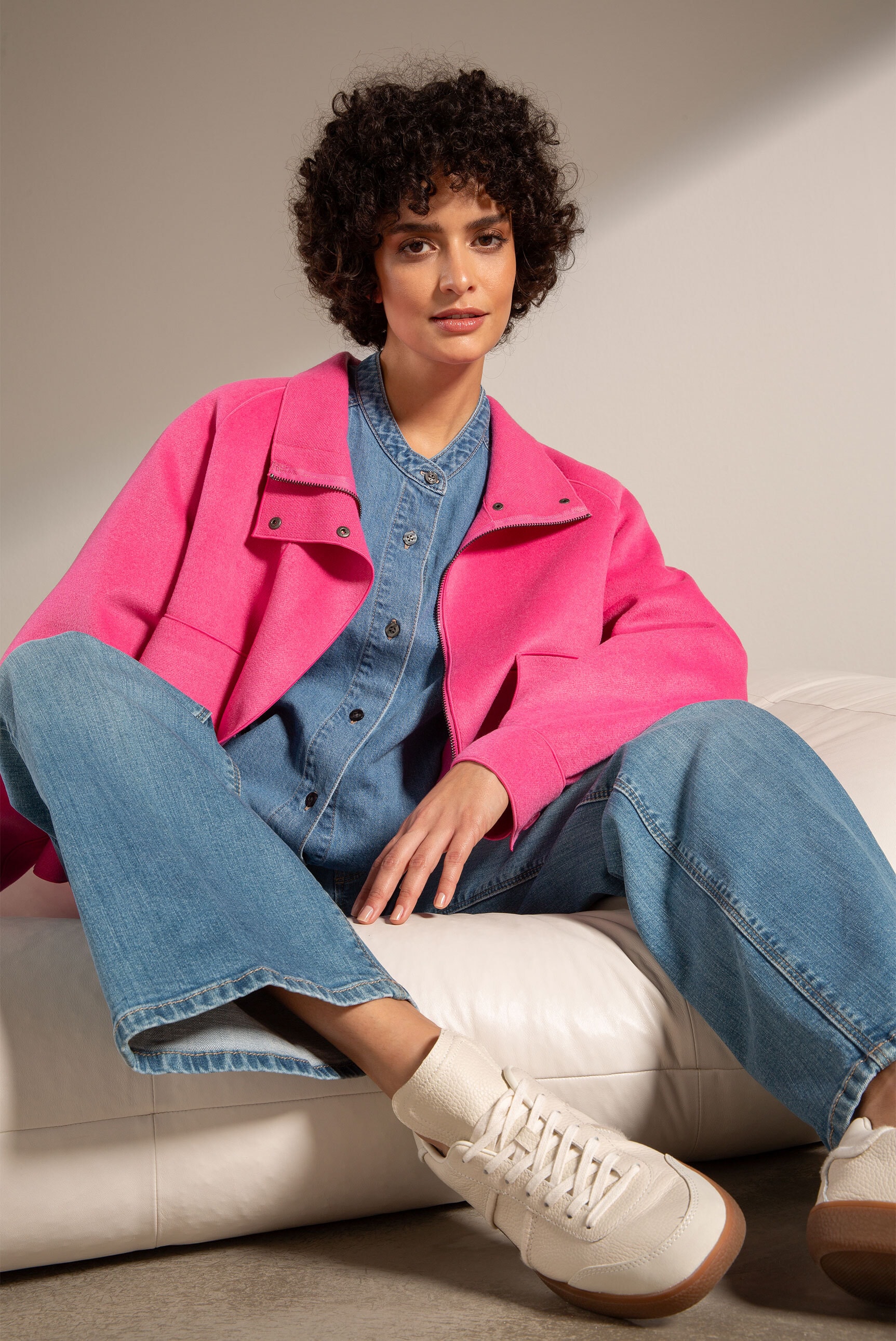 SENSES.THE LABEL Kurzjacke, ohne Kapuze, mit verstellbaren Druckknopfriegel günstig online kaufen