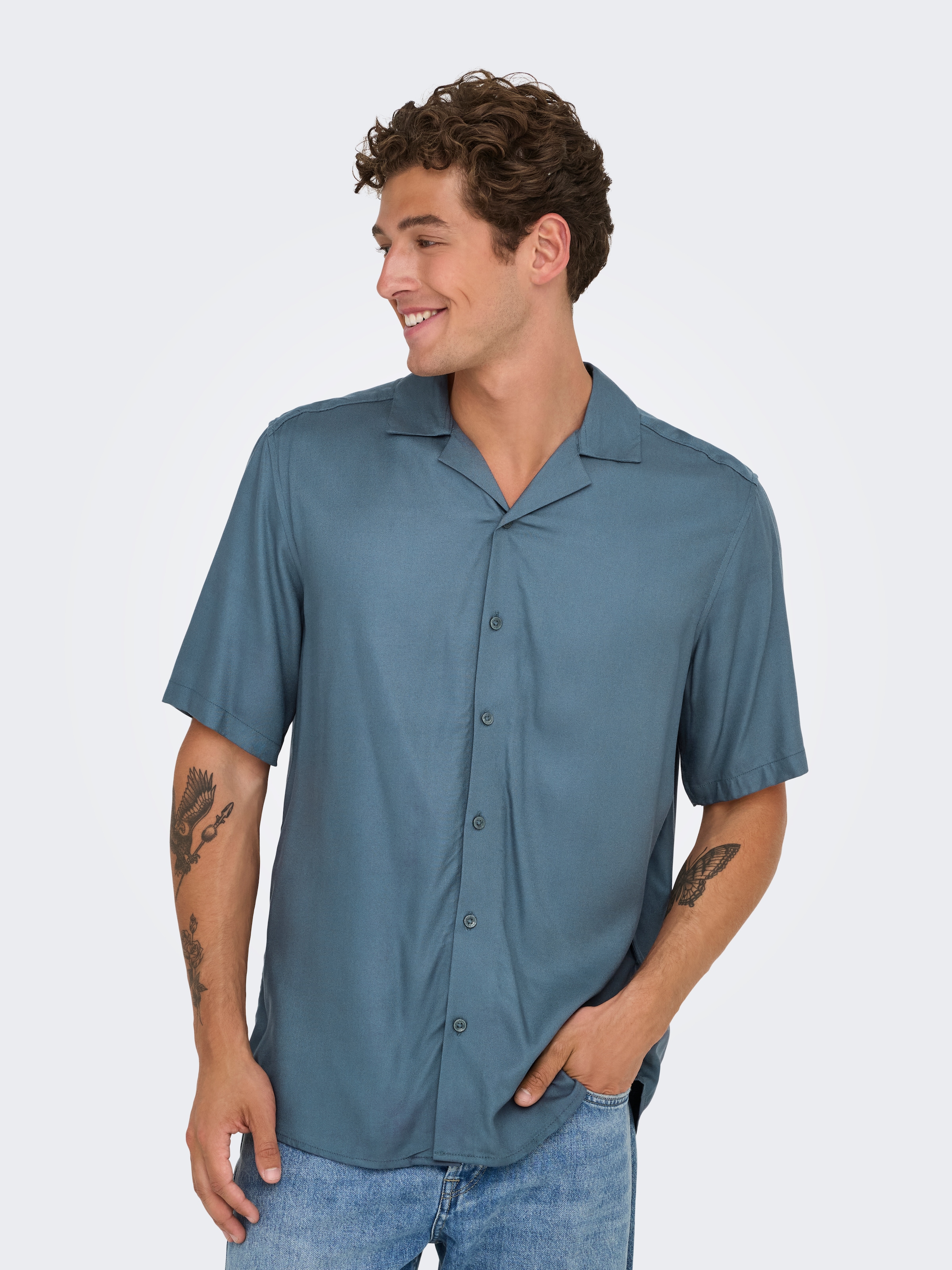 ONLY & SONS Kurzarmhemd »ONSDASH LIFE REG VISC RES SS SHIRT«