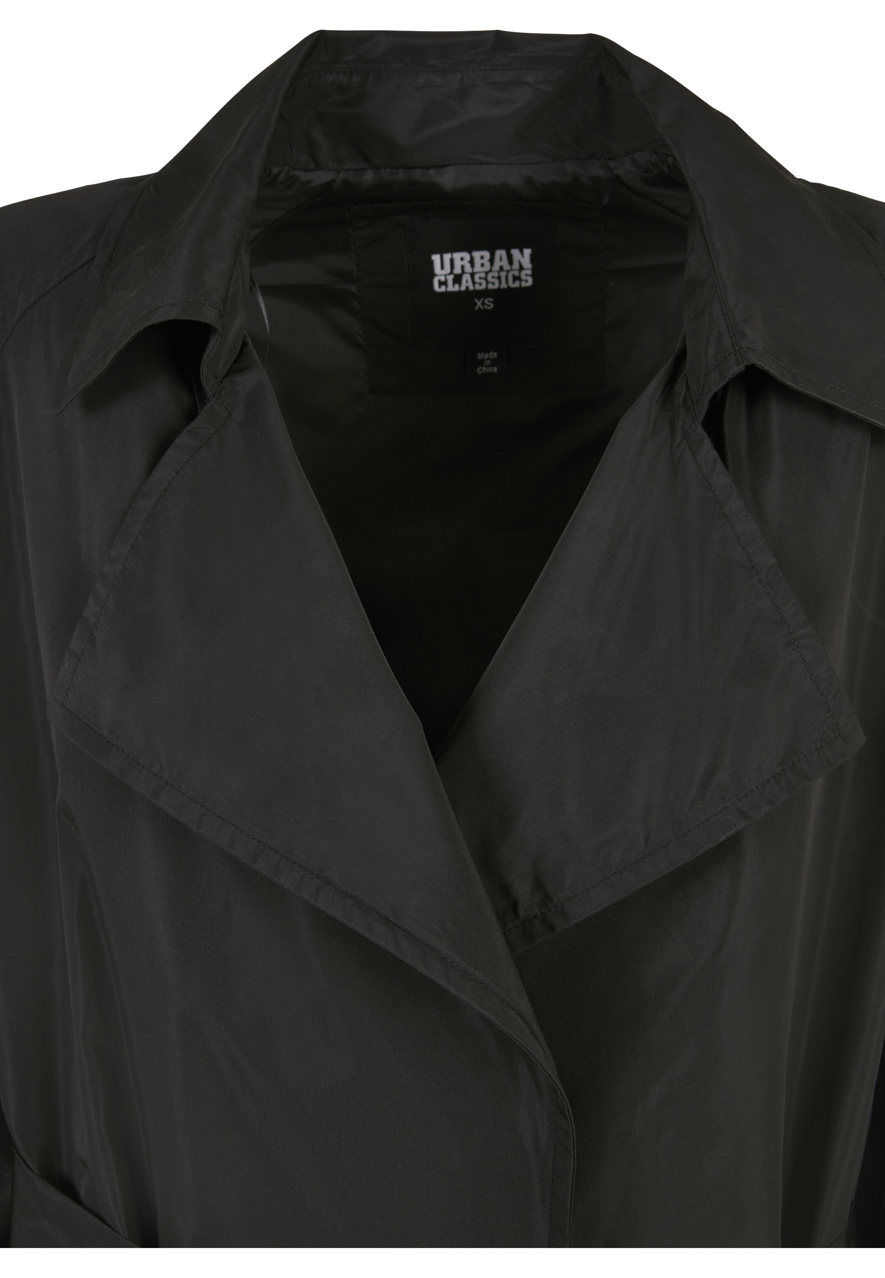 URBAN CLASSICS Winterjacke »Urban Classics Damen Ladies Crinkle Nylon Minimal Trench Coat« 1 Stk. tlg. ohne Kapuze