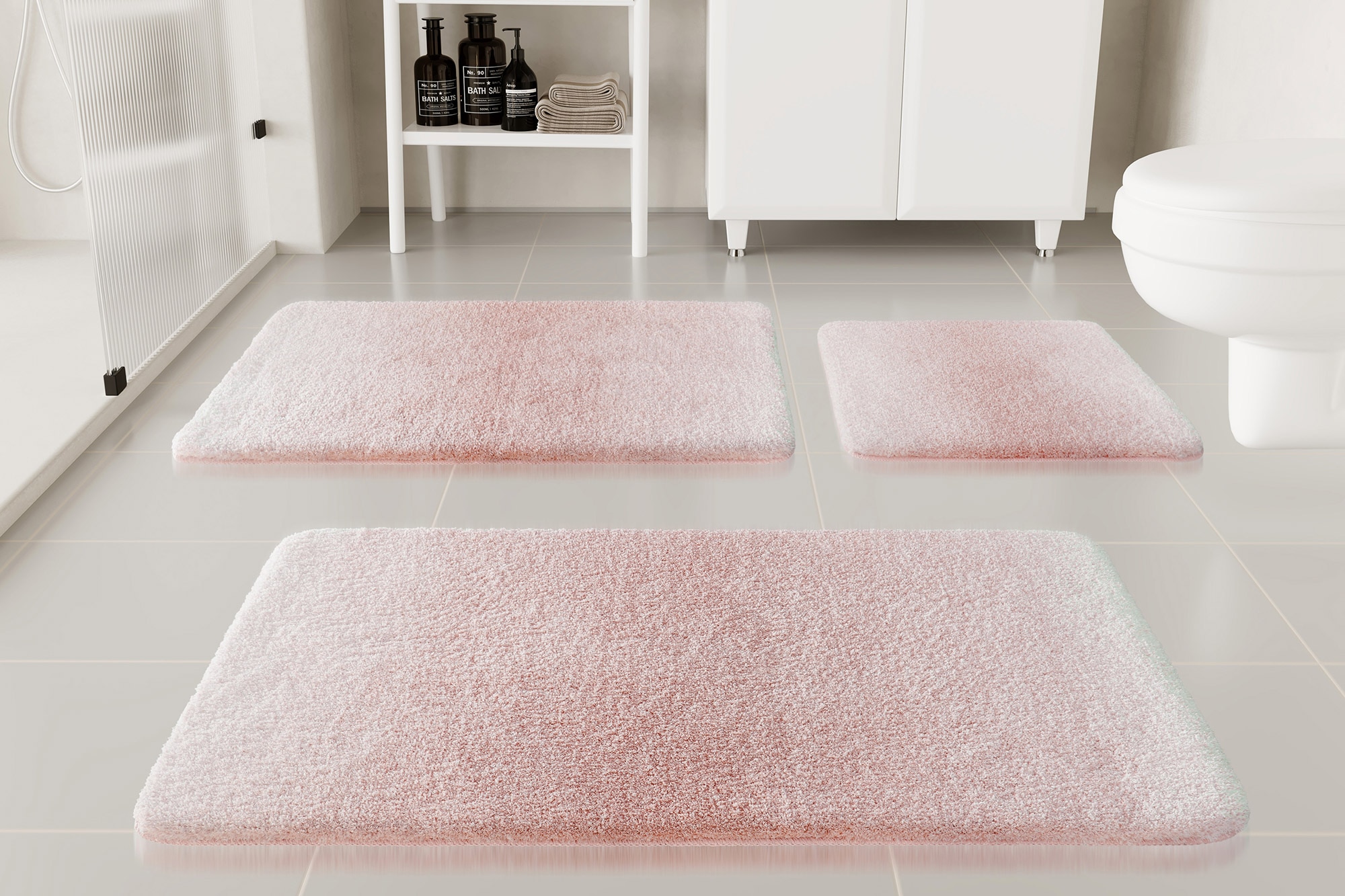 my home Badematte »Utta«, rutschhemmend beschichtet, schnell trocknend, Badteppich, getuftet, mit modernem Farbverlauf, flauschig, hochflor