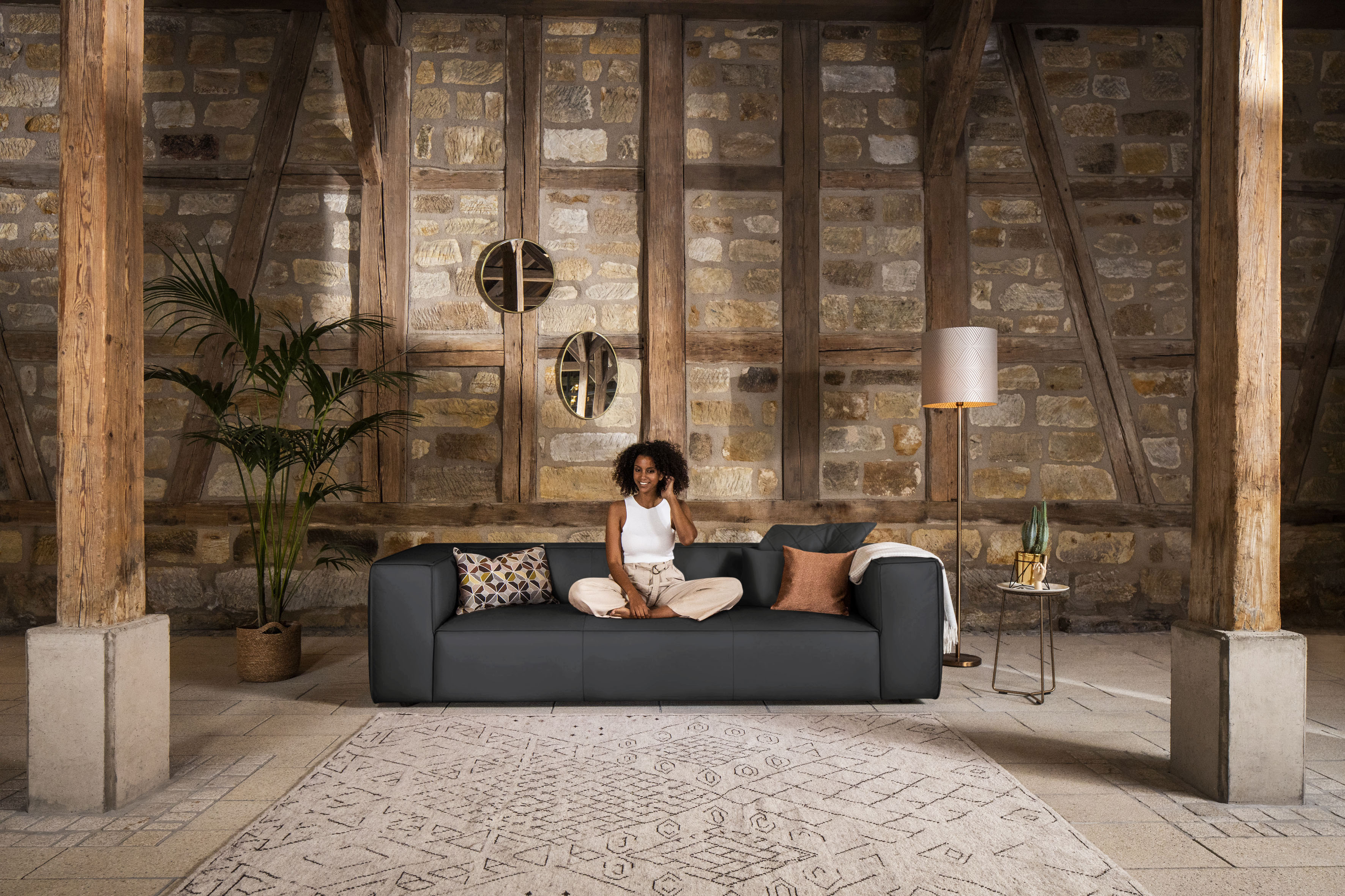 W.SCHILLIG 3-Sitzer "around-the-block Mega Sofa mit tollem Sitzkomfort, Breite 260cm" mit eleganter Biese, mit Federkern