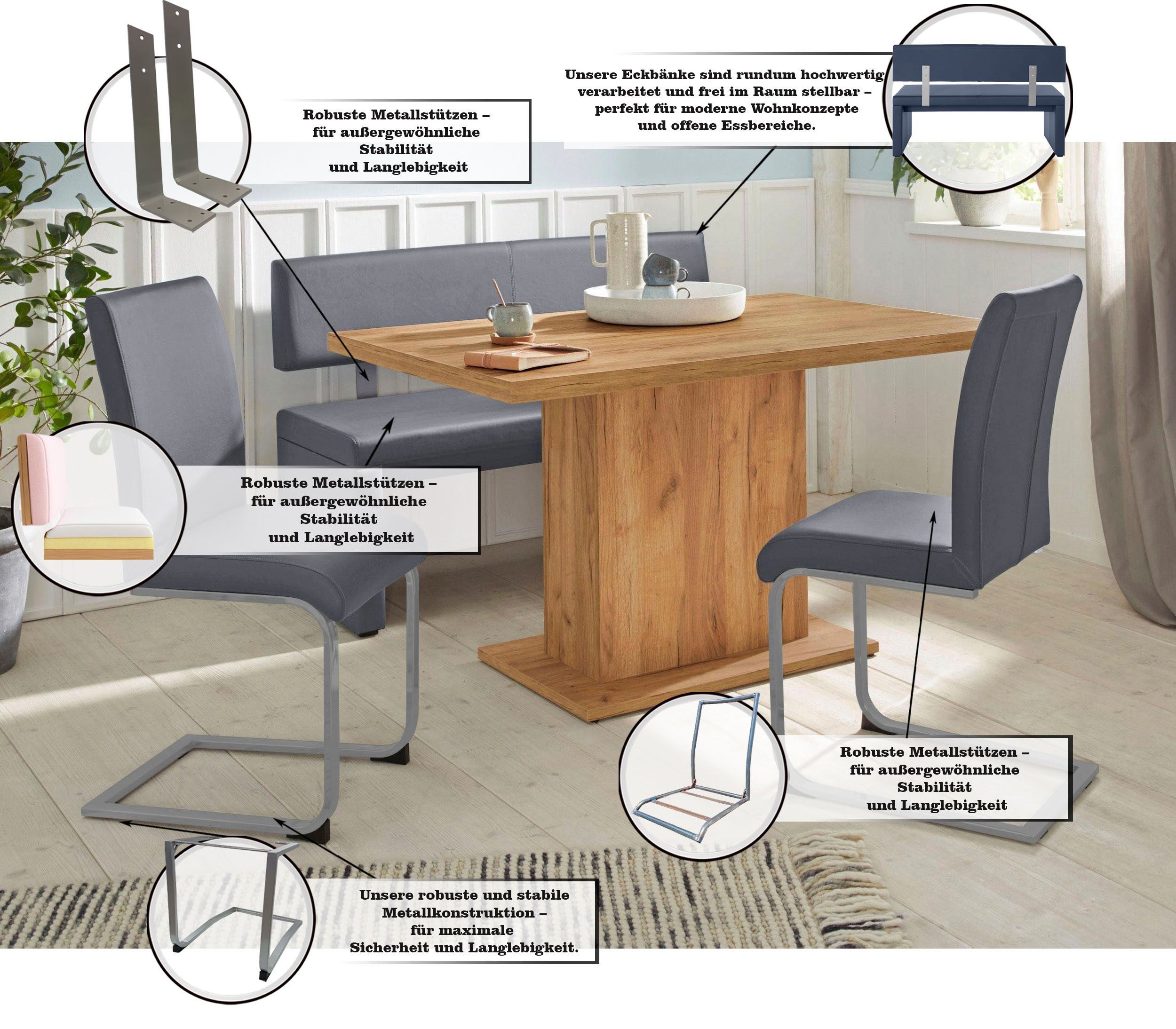 Thumbnail - OTTO home Sitzbank "Charissa" mit Lehne, Breite 140, 160 oder 180 cm