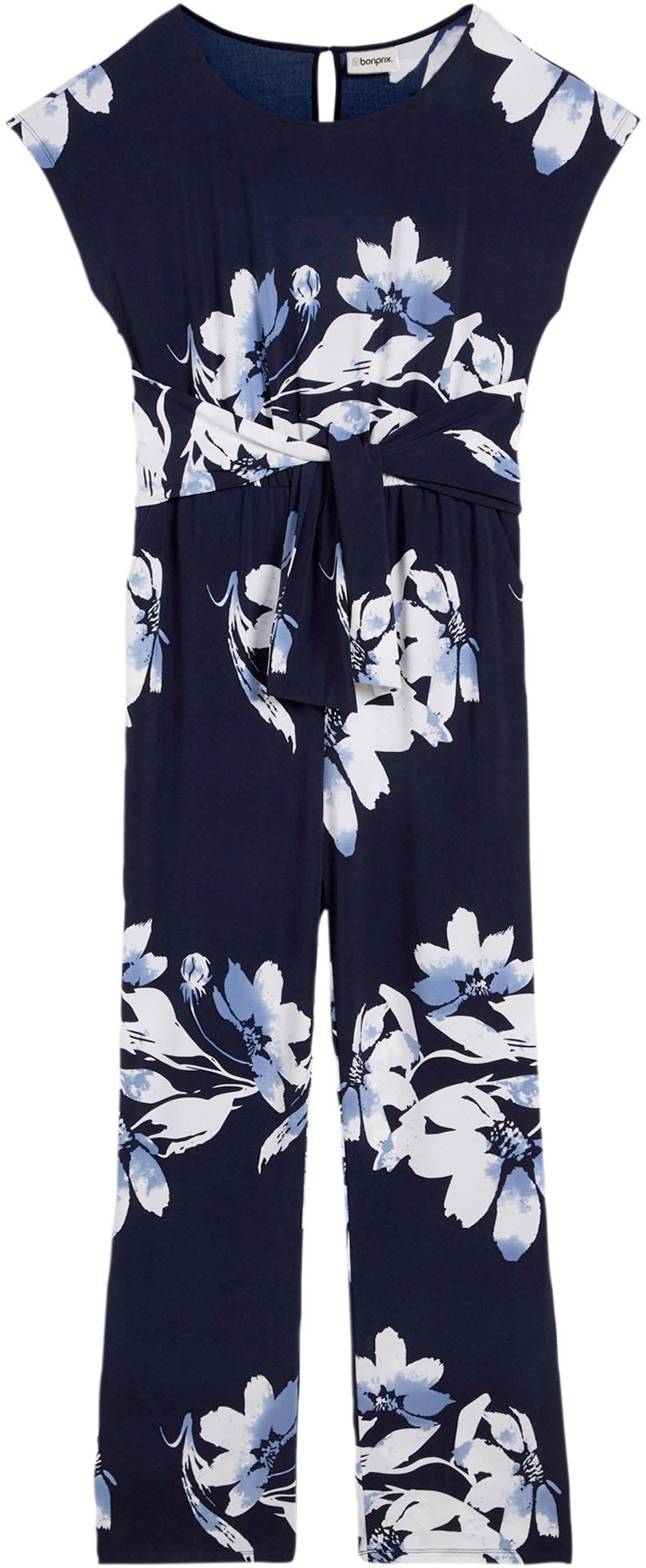 bonprix Jumpsuit »Jumpsuit mit Bindeband« für eleganten Look, mit Bindeband zur Taillenanpassung